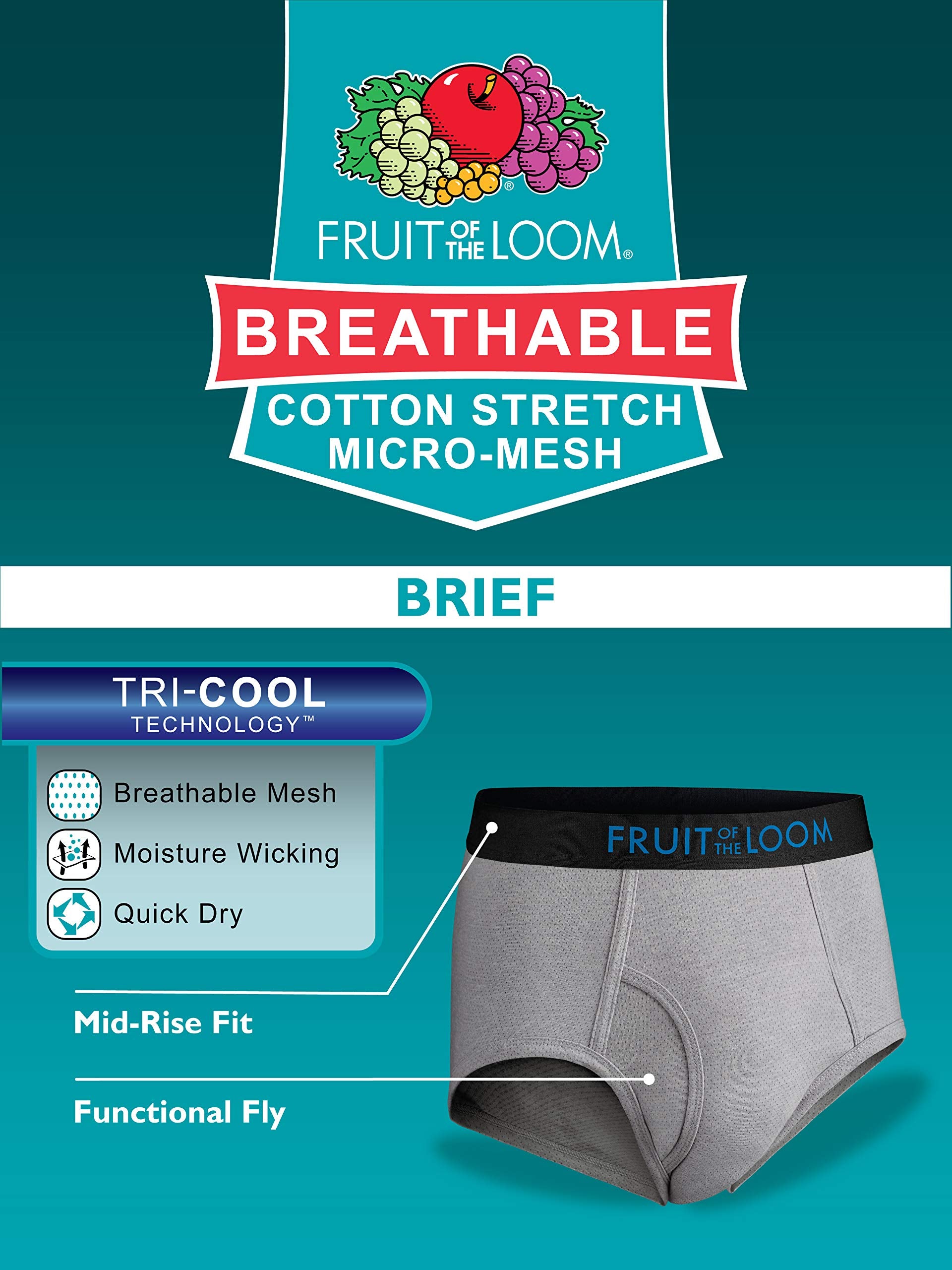 Fruit of the Loom Men's Underwear Briefs, Tag Free & Moisture Wicking
