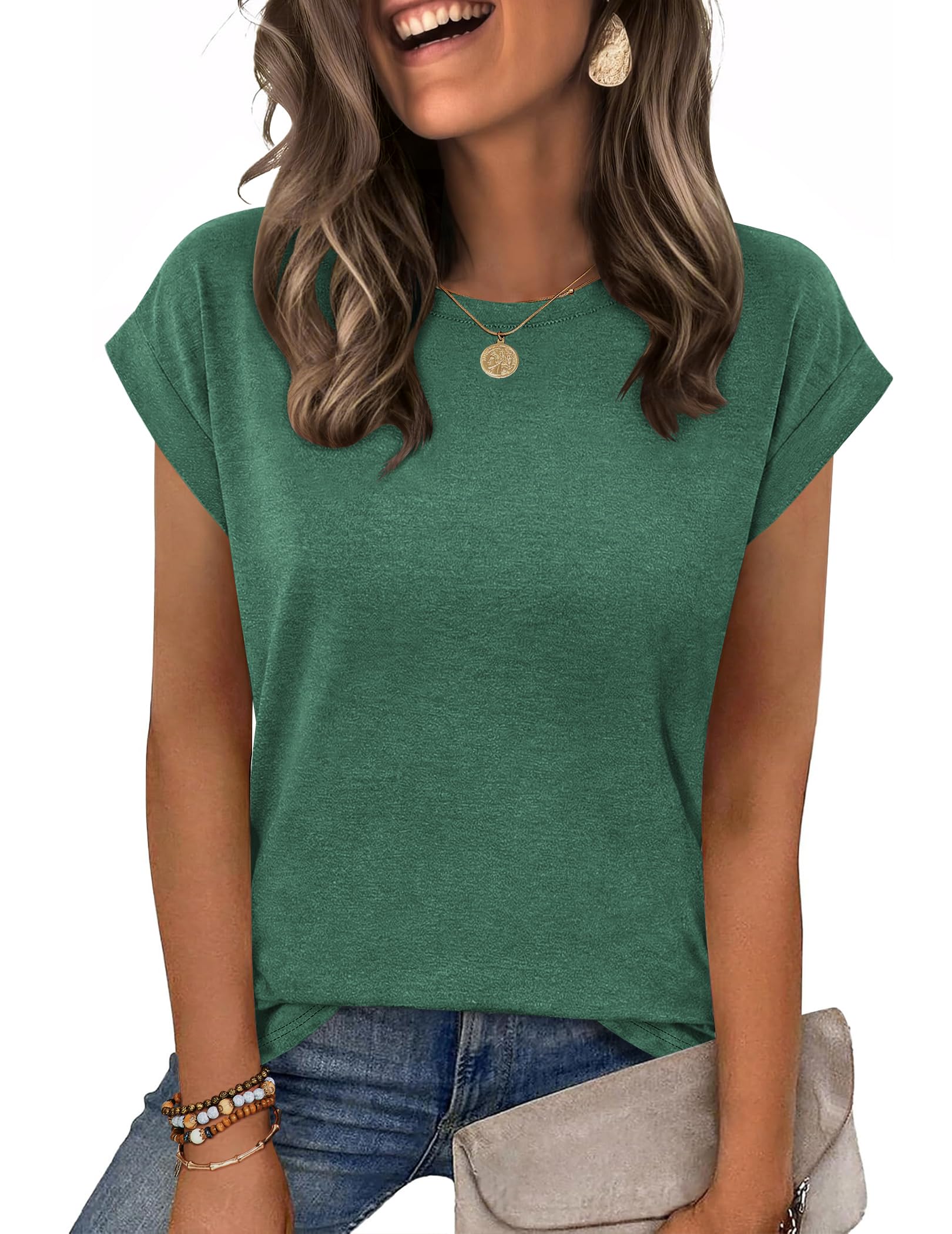 Zeagoo Womens Tops Summer Casual Cap Sleeve Tshirts Shirts Business Blouses