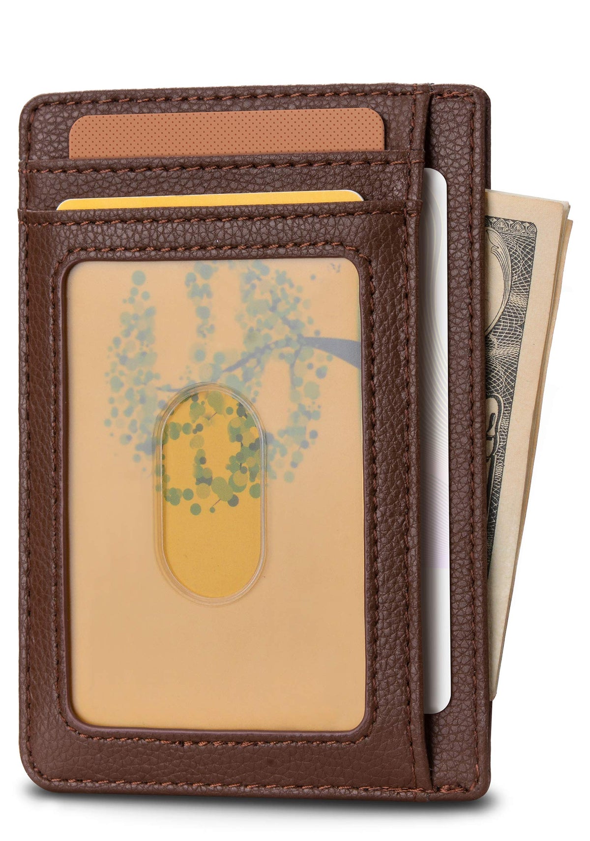 Buffway Slim Minimalist Front Pocket RFID Blocking Leather Wallets for Men and Women - Cross Black