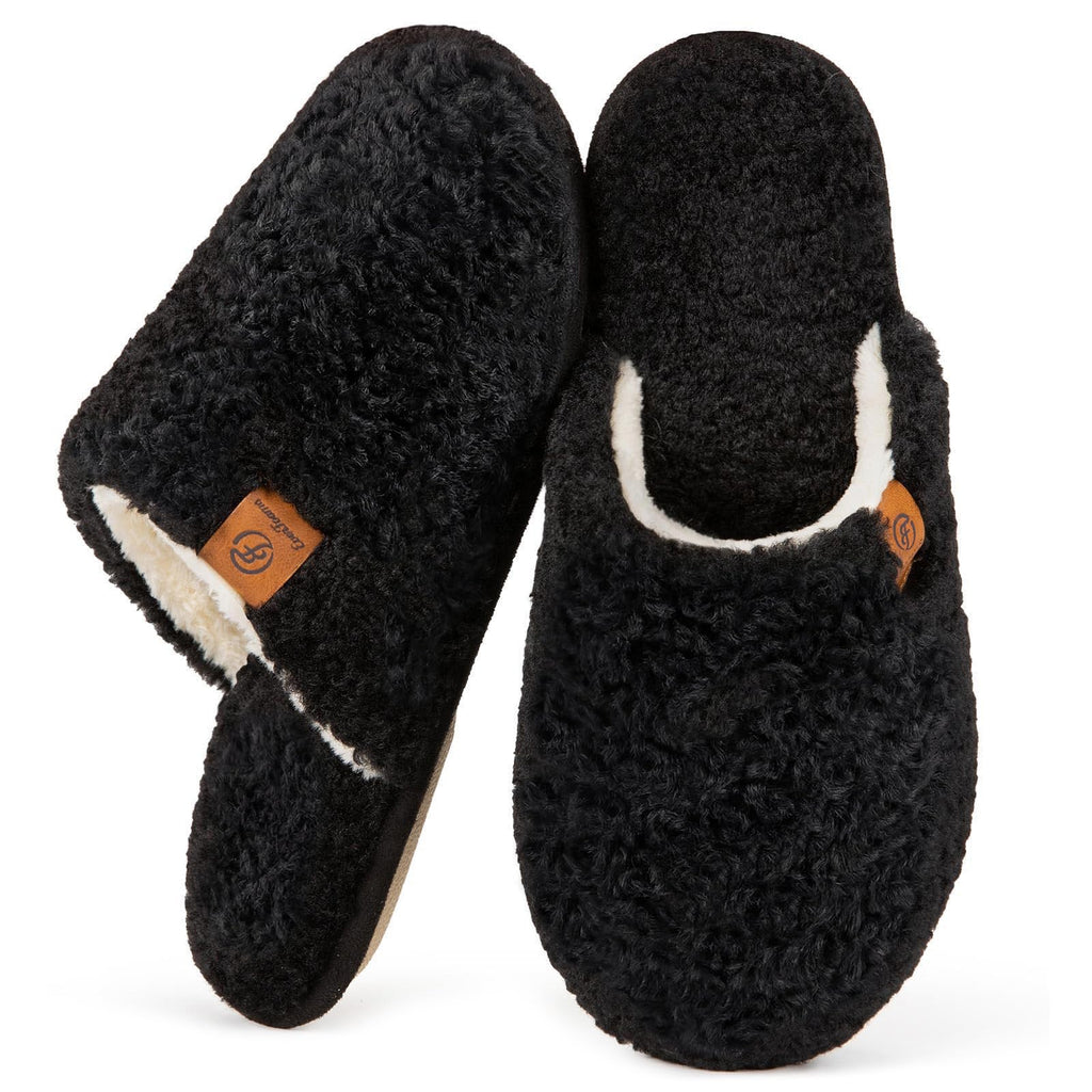 EverFoams Women's Fuzzy Slippers Warm Cozy Memory Foam Indoor House Shoes