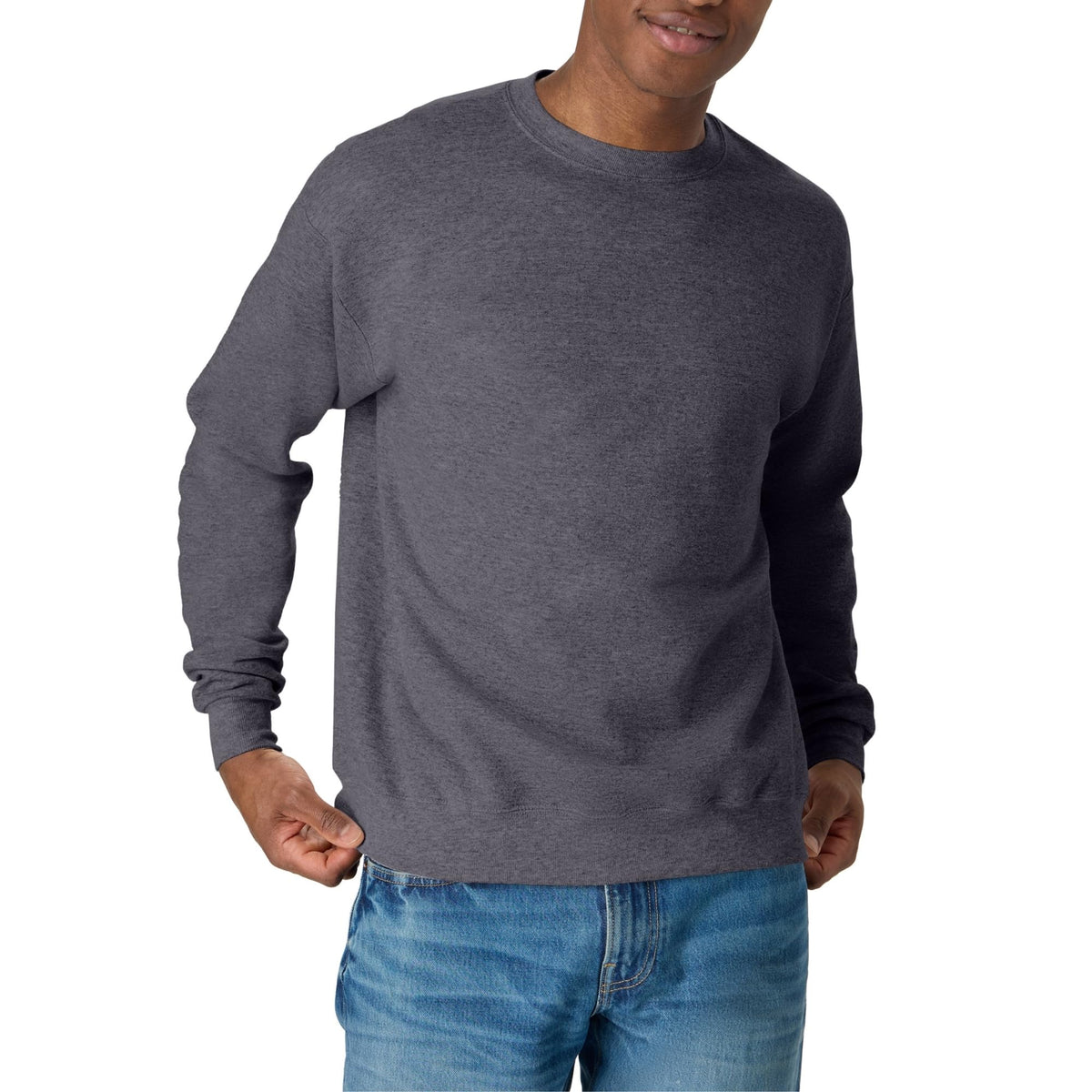 Hanes Men's Sweatshirt, EcoSmart Fleece Crewneck Sweatshirt, Big & Tall Available, 1 or 2-Pack