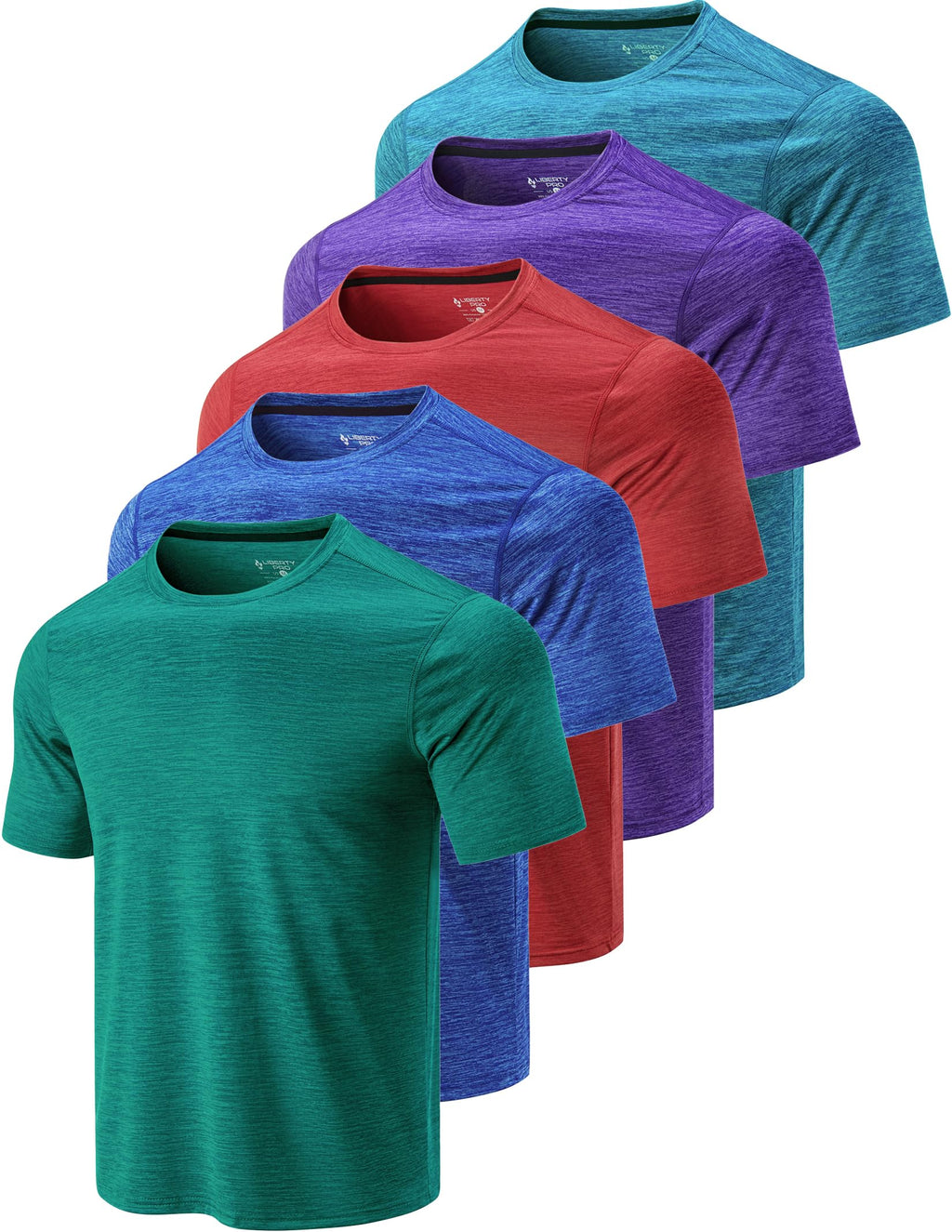 Liberty Imports 5 Pack Men's Active Quick Dry Crew Neck T Shirts