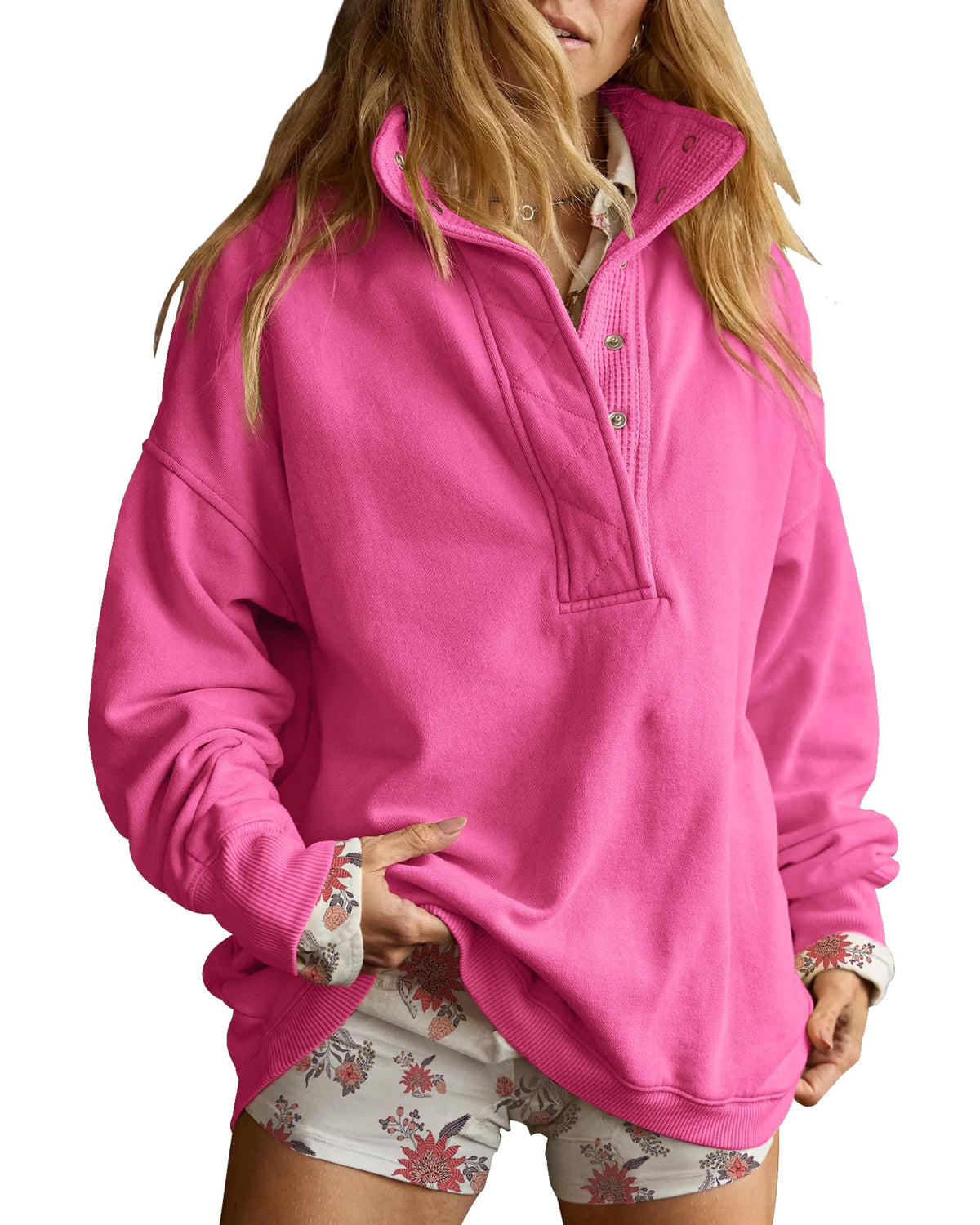Gacaky Sweatshirt for Women Oversized Henley Neck Pullover Top Fall Outfits