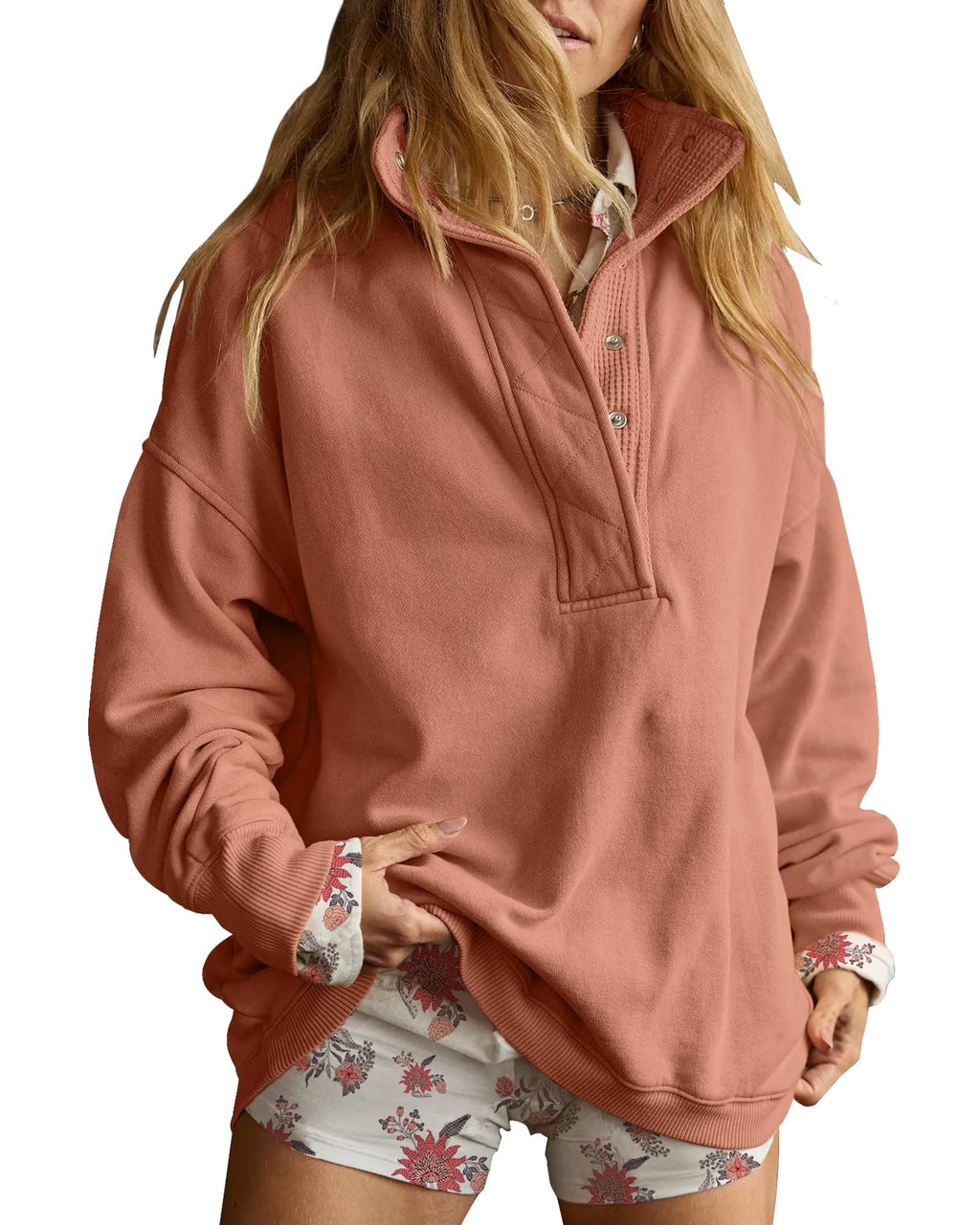 Gacaky Sweatshirt for Women Oversized Henley Neck Pullover Top Fall Outfits