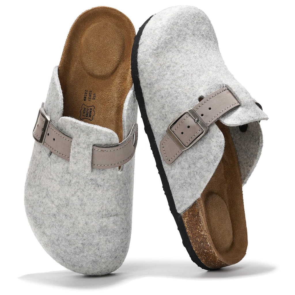 100% Genuine Leather Slip-on Footbed Clogs for Women - Fall Shoes for Women