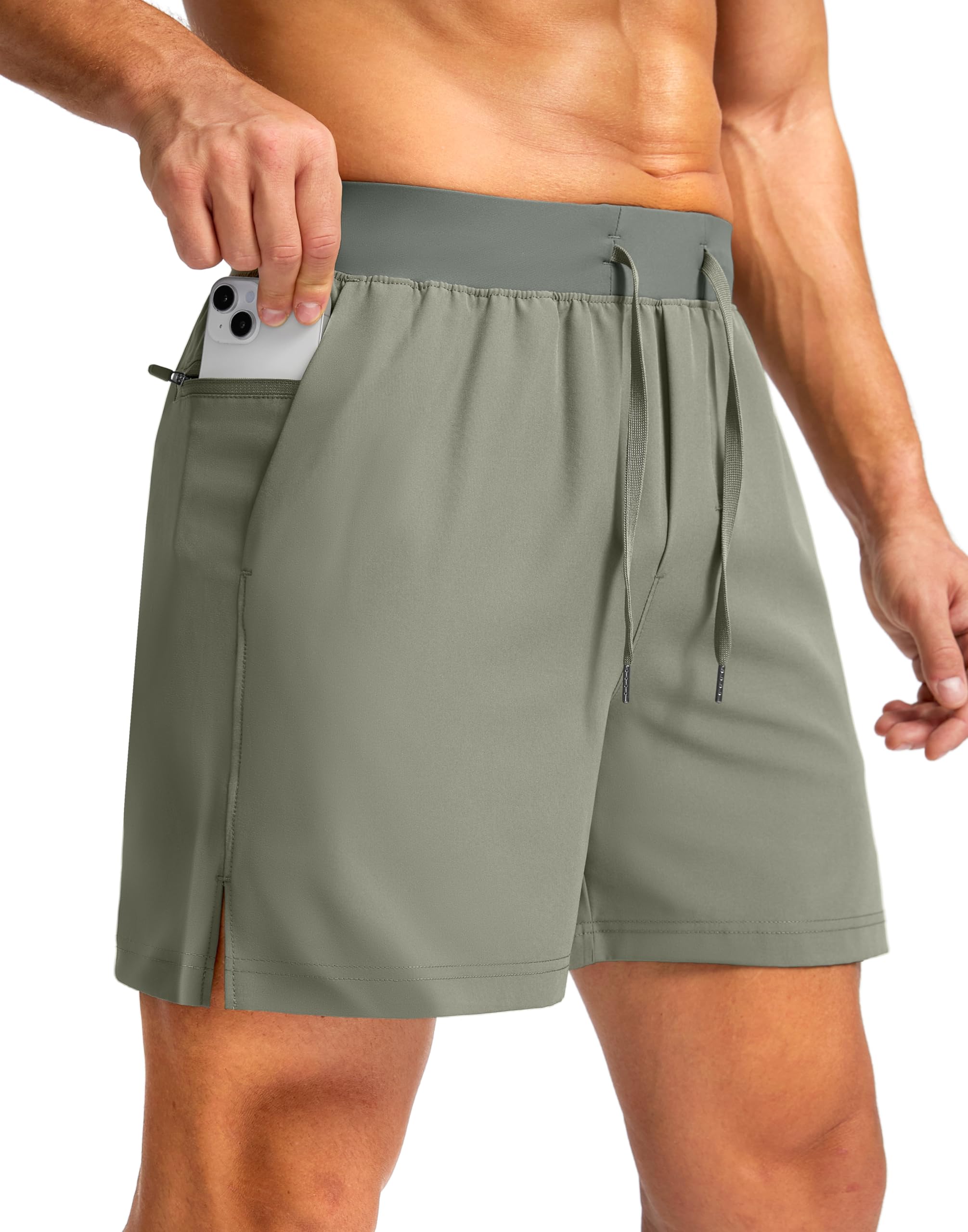 Soothfeel Men's Running Shorts with Zipper Pockets 9"/ 7"/ 5" Quick Dry Eight Basketball Gym Workout Athletic Shorts