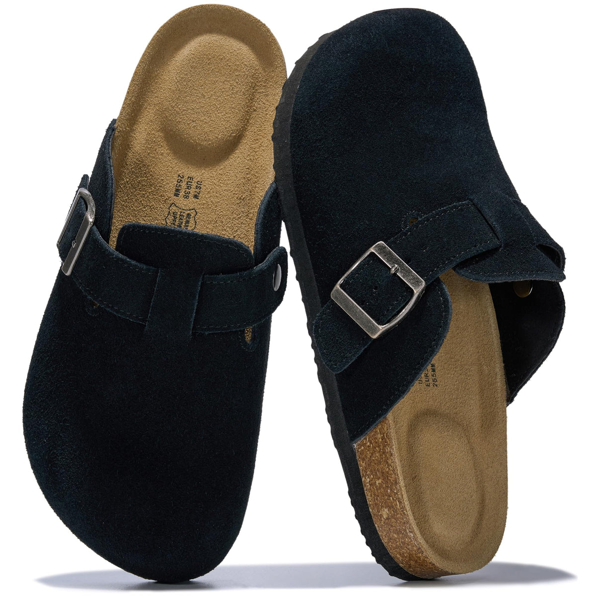 100% Genuine Leather Slip-on Footbed Clogs for Women - Fall Shoes for Women