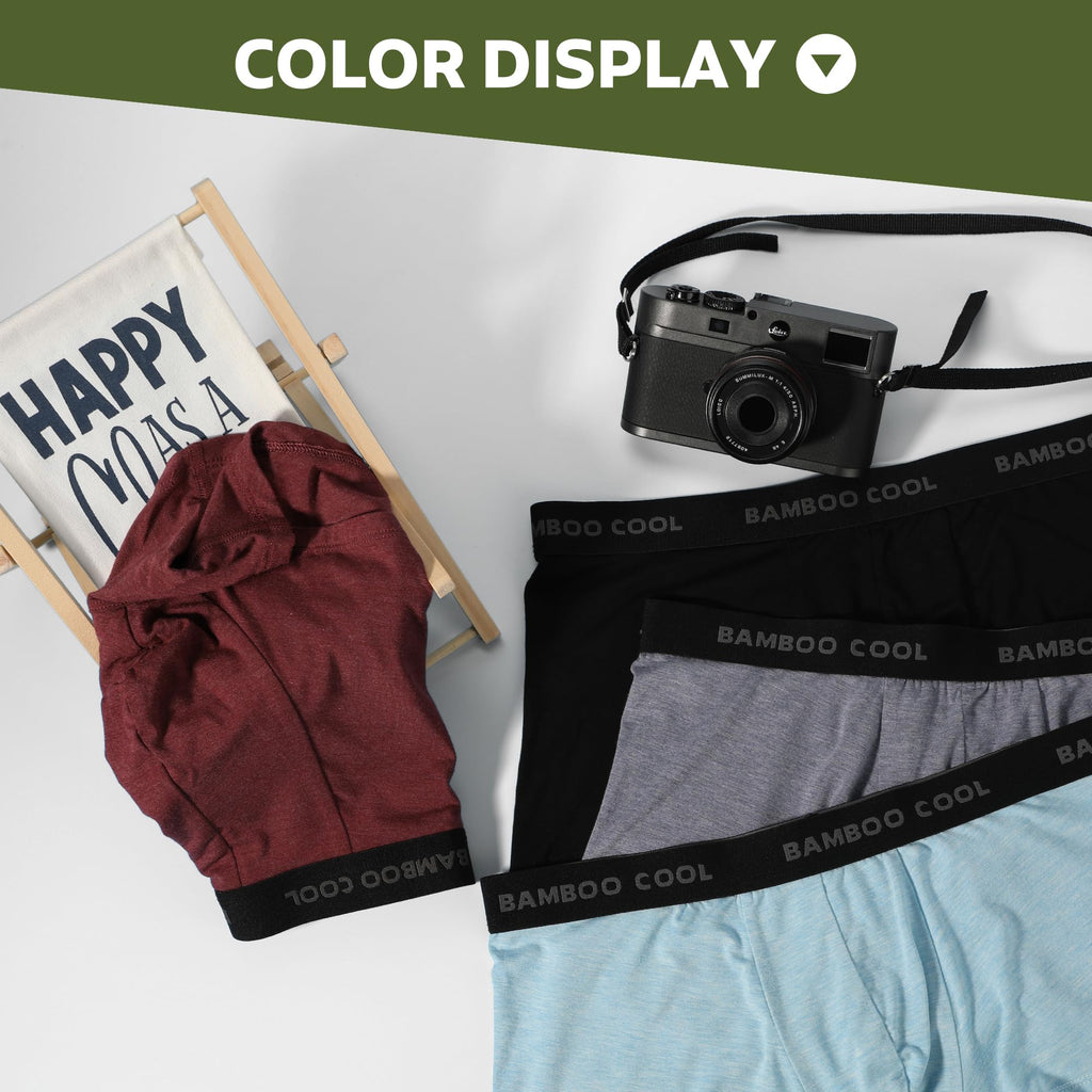 BAMBOO COOL Men's Boxer Briefs Ultra Breathable Underwear Multipack