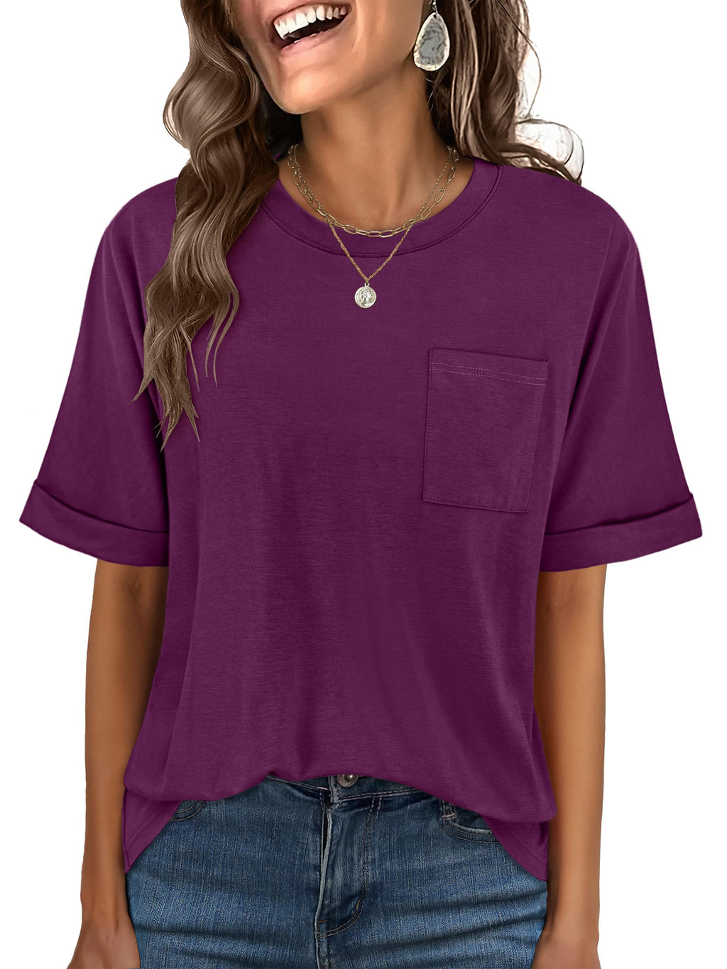 ANRABESS Womens Tops Short Sleeve Oversized T Shirts