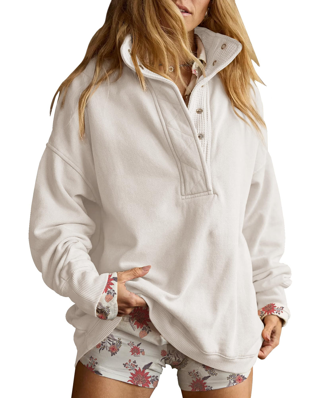 Gacaky Sweatshirt for Women Oversized Henley Neck Pullover Top Fall Outfits