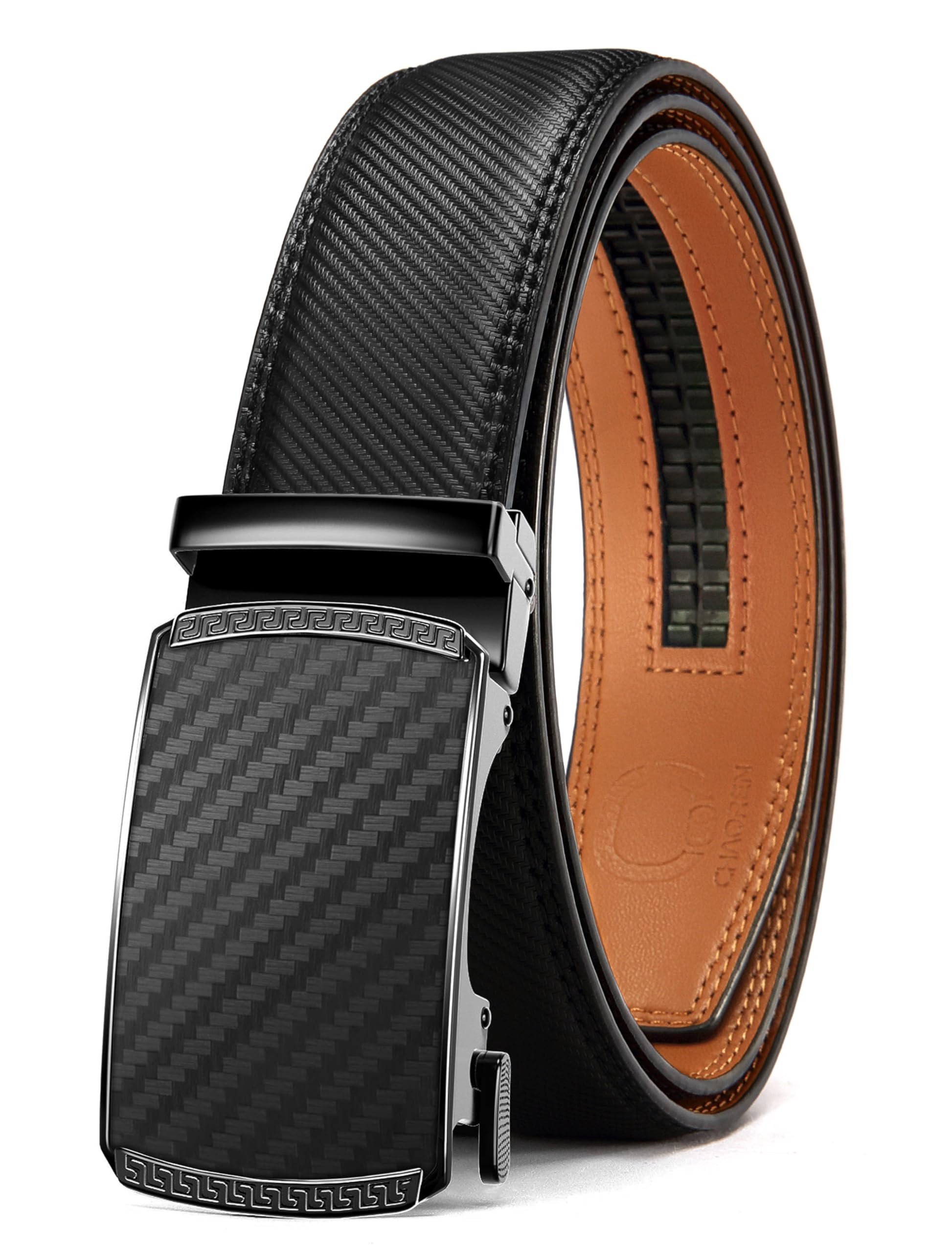 CHAOREN Mens Leather Ratchet Belt - 1 3/8" for Dress Pants