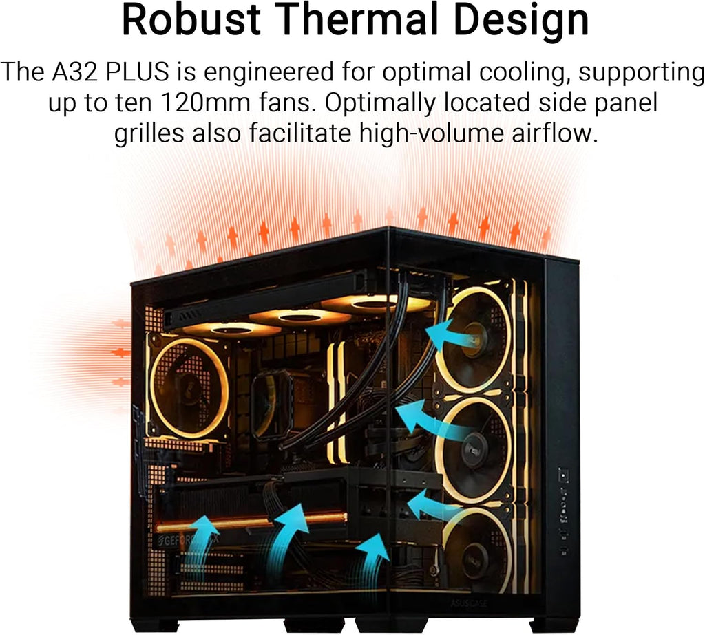 ASUS A32 PLUS TG ARGB Siyah mATX Bilgisayar Kasası