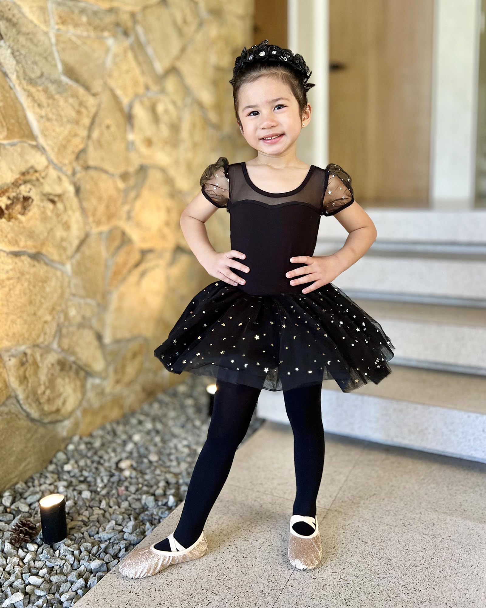 Stelle Girls' Footed Ballet Tights for Dance Class Toddler Kids 2T-15Y