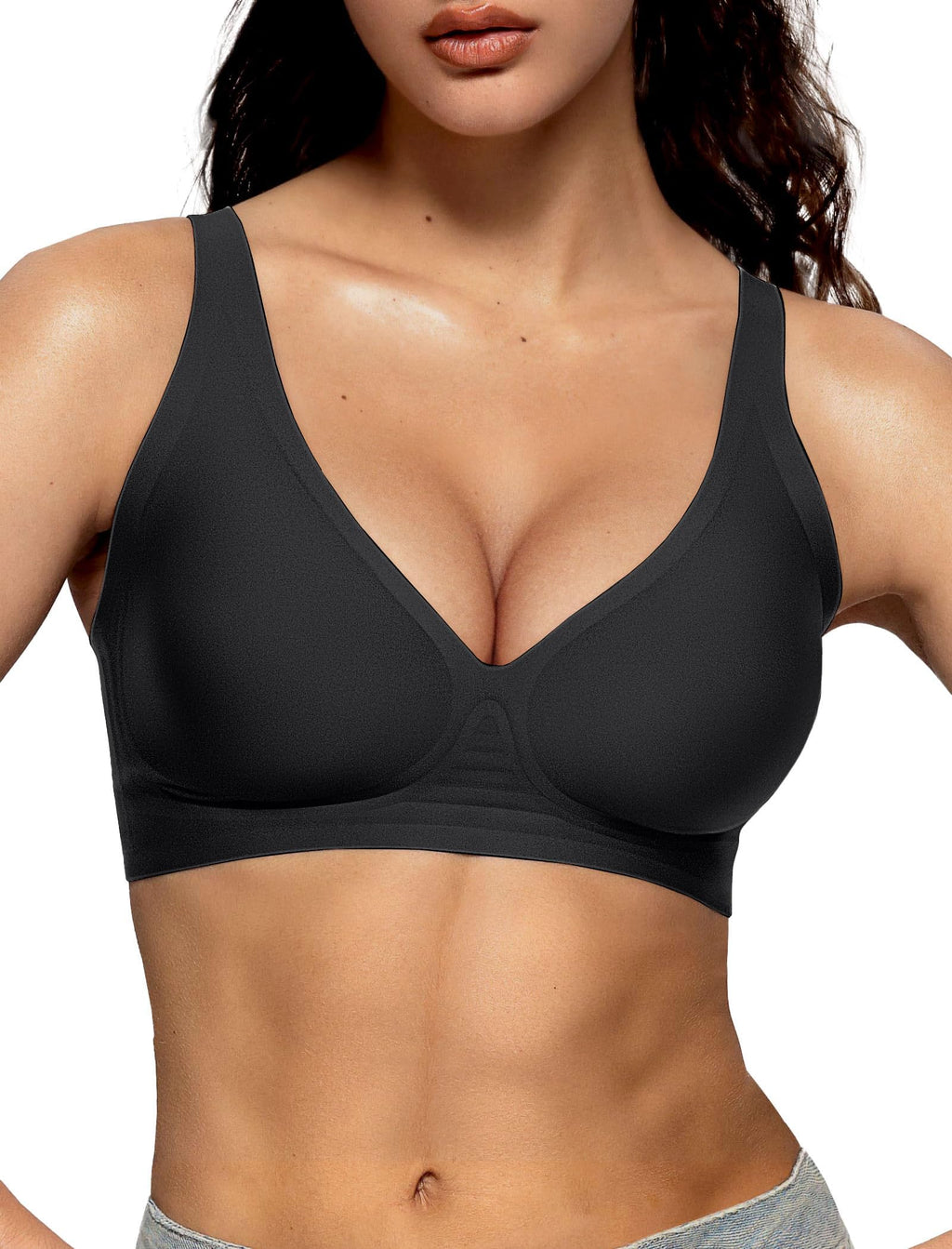 Vertvie Wireless Jelly Bras Push Up Plunge Seamless Supportive