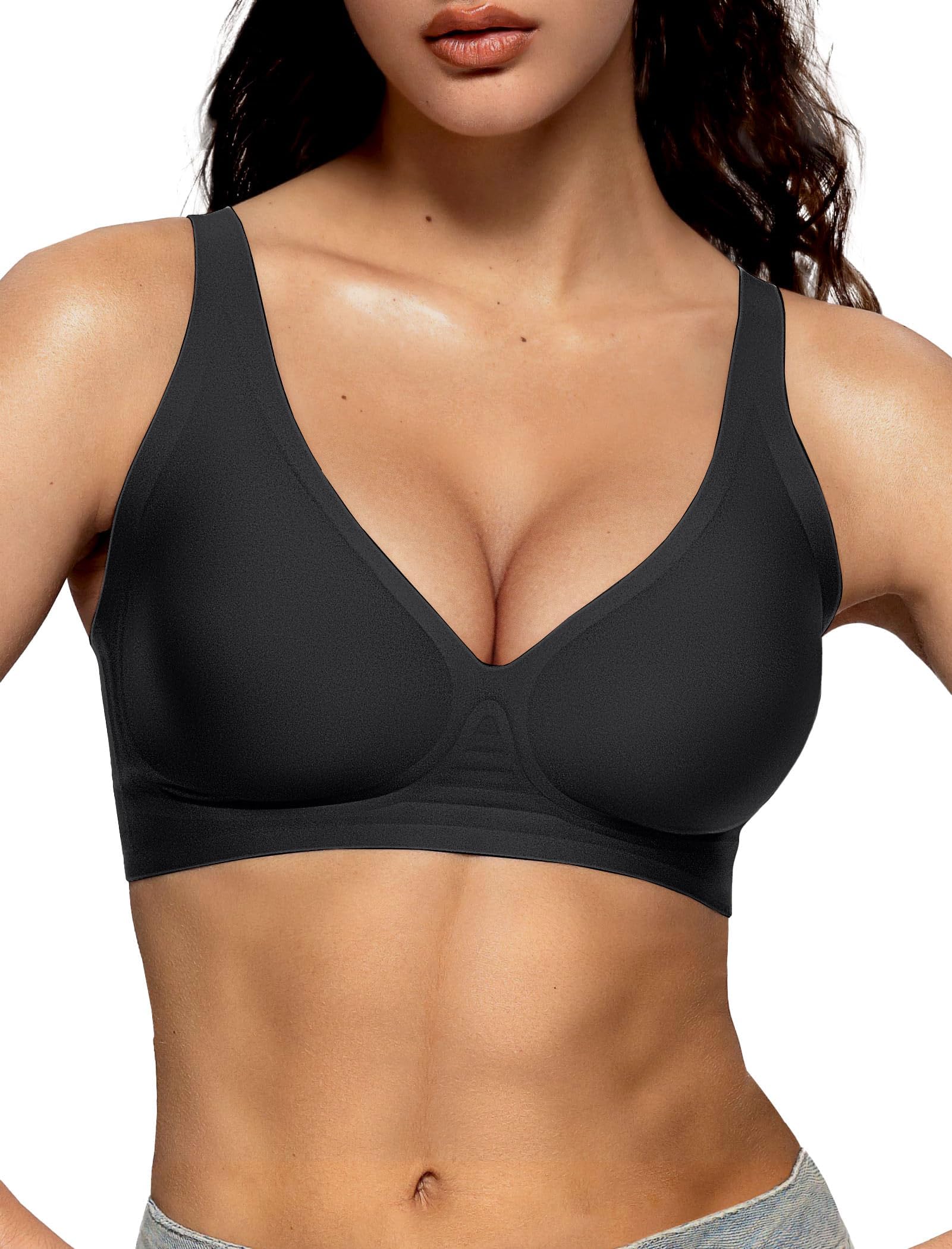 Vertvie Wireless Jelly Bras Push Up Plunge Seamless Supportive