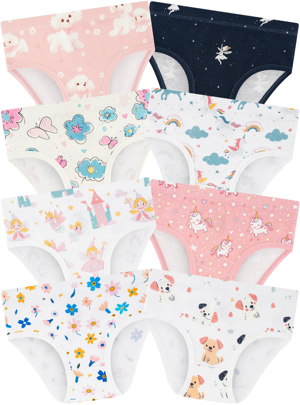 Girls Underwear, Soft Cotton Tagless Breathable Panties, 8-Pack, 18M-12Y