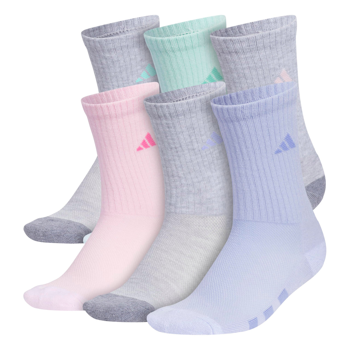 adidas Kids Athletic Cushioned Crew Socks 6 Pairs