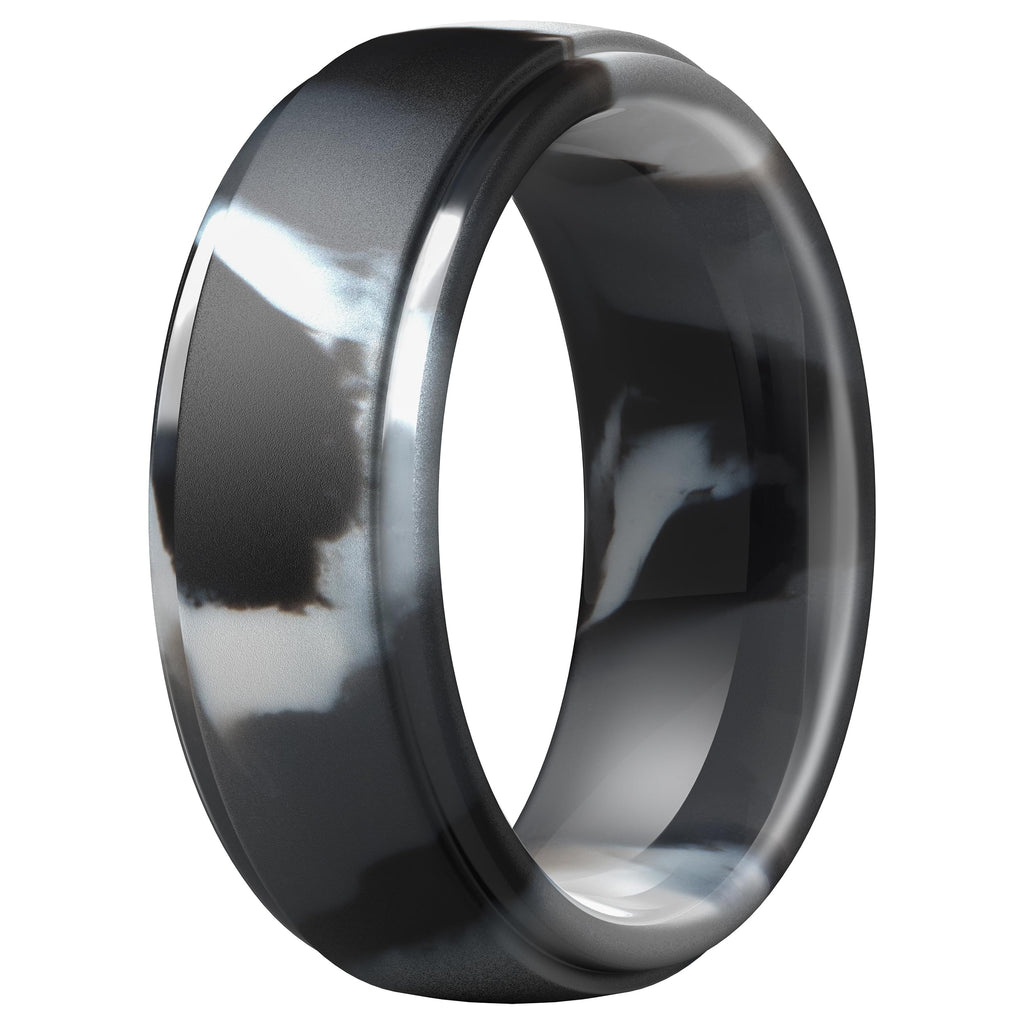 ThunderFit Silicone Rings for Men, Step Edge Rubber Wedding Bands 10mm Wide