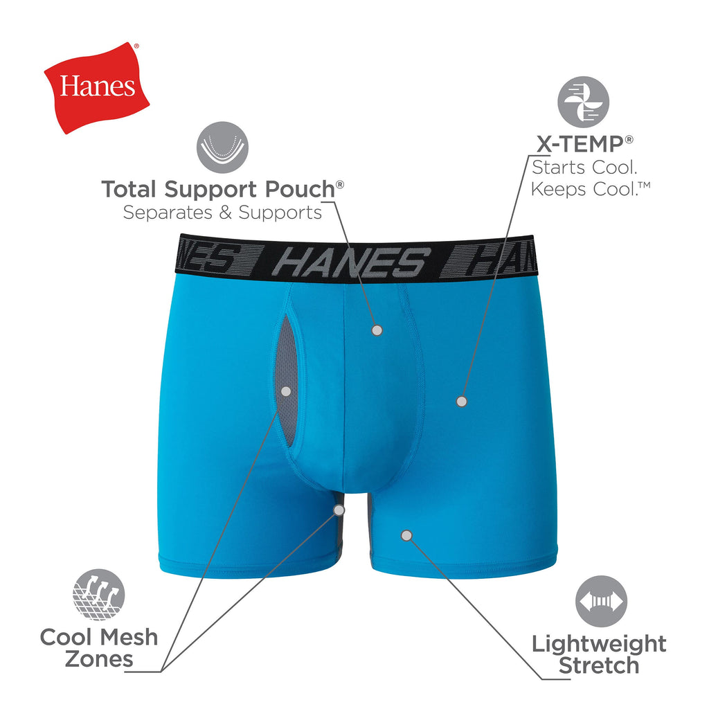 Hanes Men's Underwear Boxer Briefs Pack, 3-Pack, Total Support Pouch, Long or Short-Leg Boxer Briefs