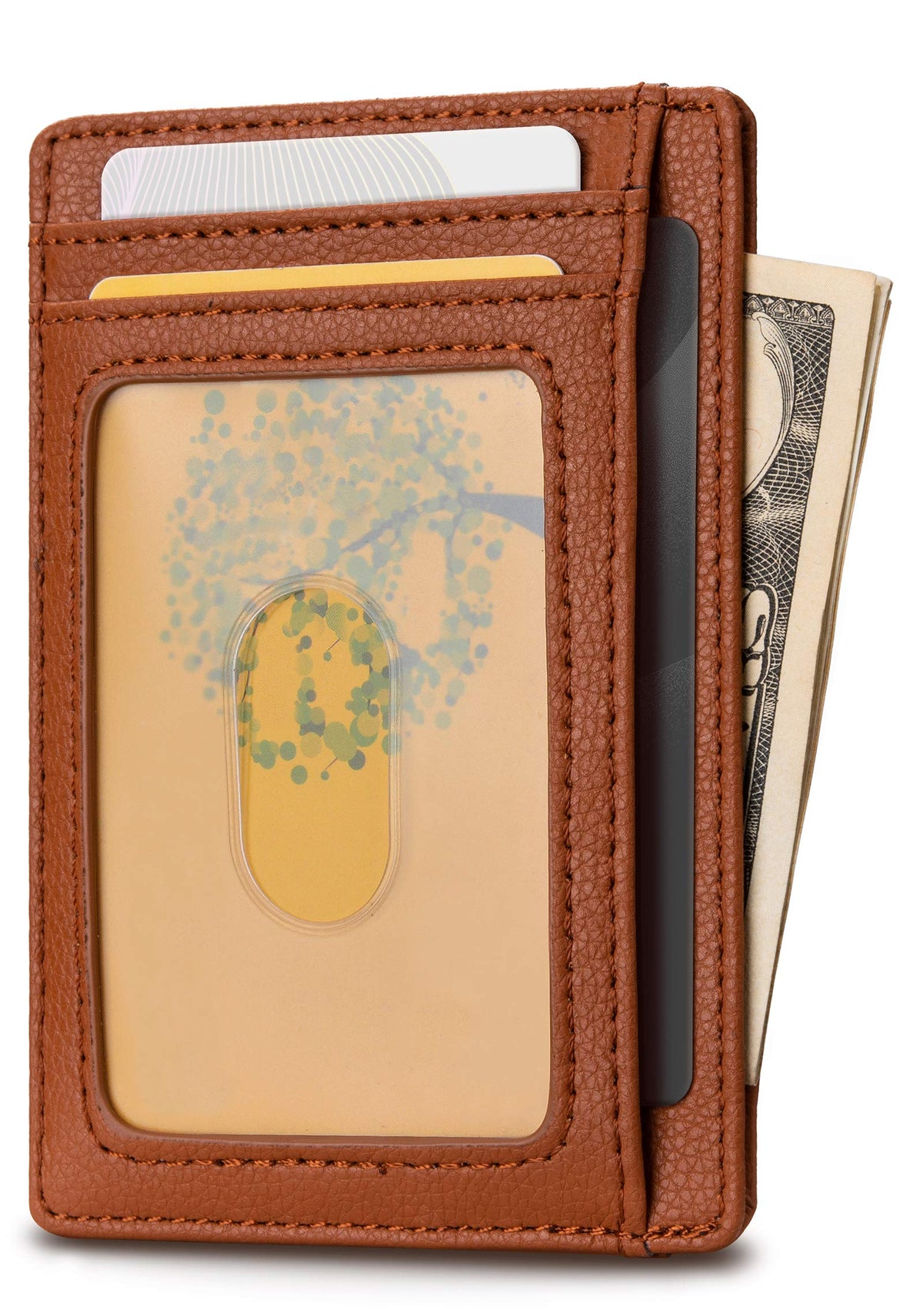 Buffway Slim Minimalist Front Pocket RFID Blocking Leather Wallets for Men and Women - Cross Black