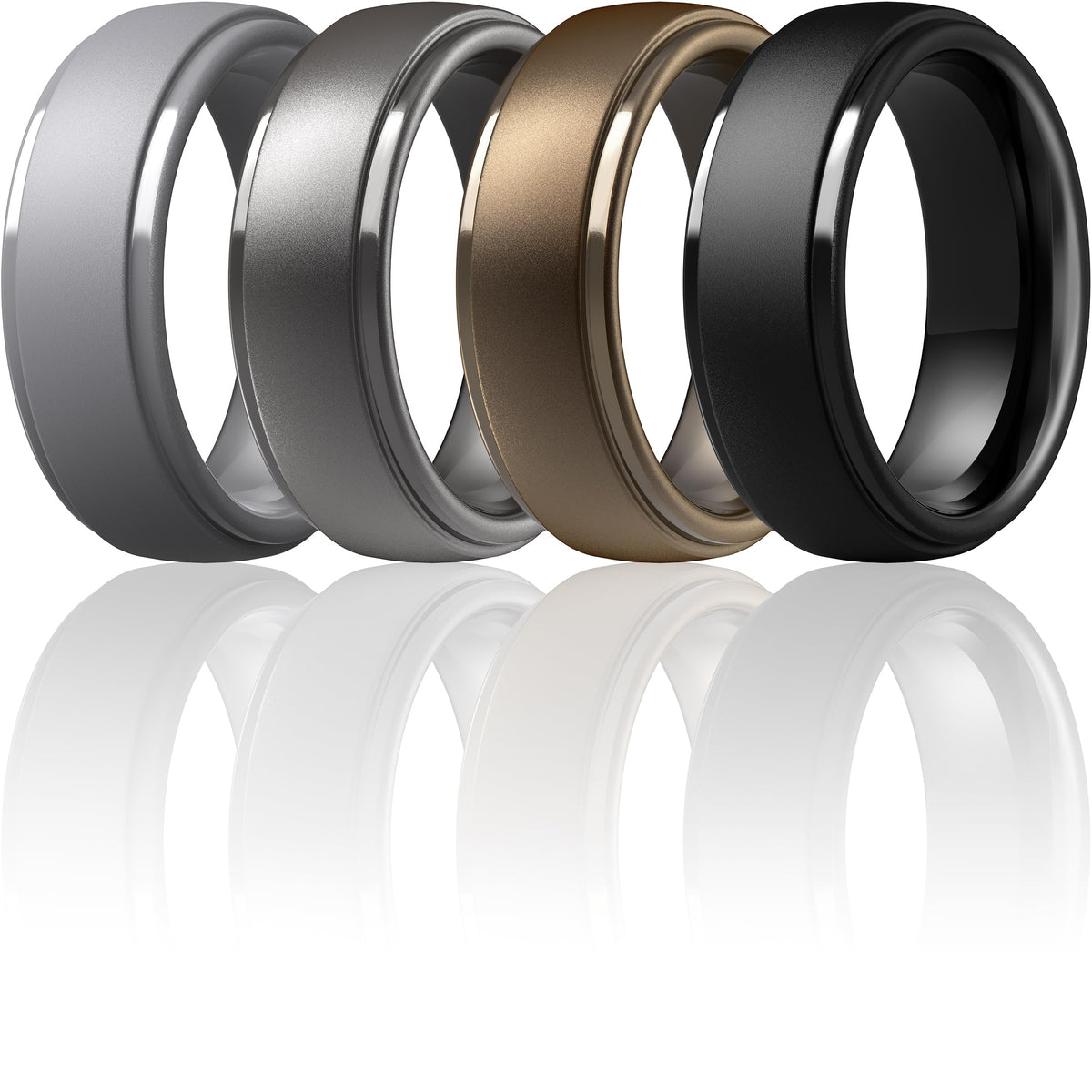 ThunderFit Silicone Rings for Men, Step Edge Rubber Wedding Bands 10mm Wide