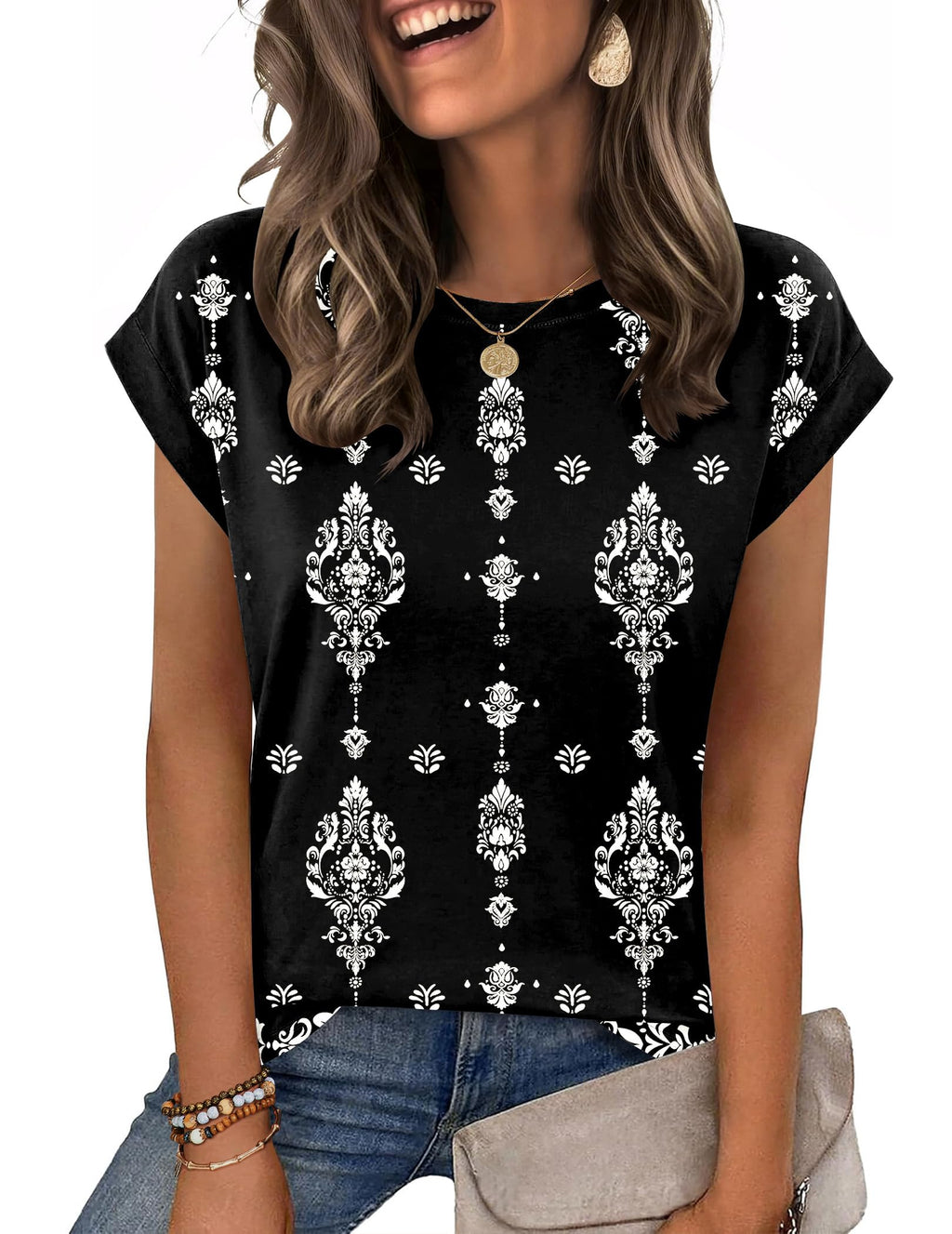 Zeagoo Womens Tops Summer Casual Cap Sleeve Tshirts Shirts Business Blouses