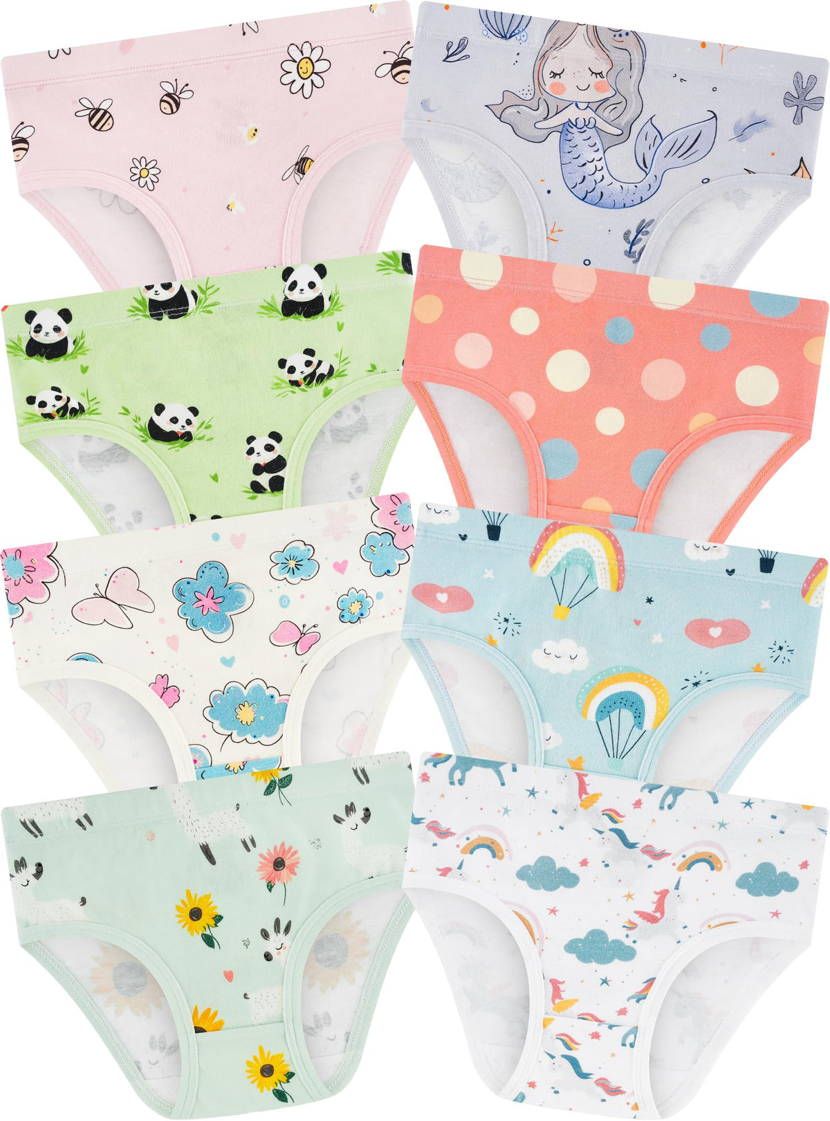 Girls Underwear, Soft Cotton Tagless Breathable Panties, 8-Pack, 18M-12Y