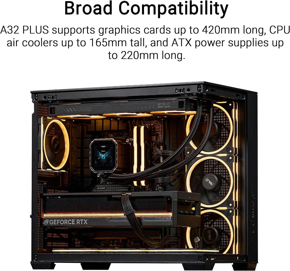 ASUS A32 PLUS TG ARGB Siyah mATX Bilgisayar Kasası