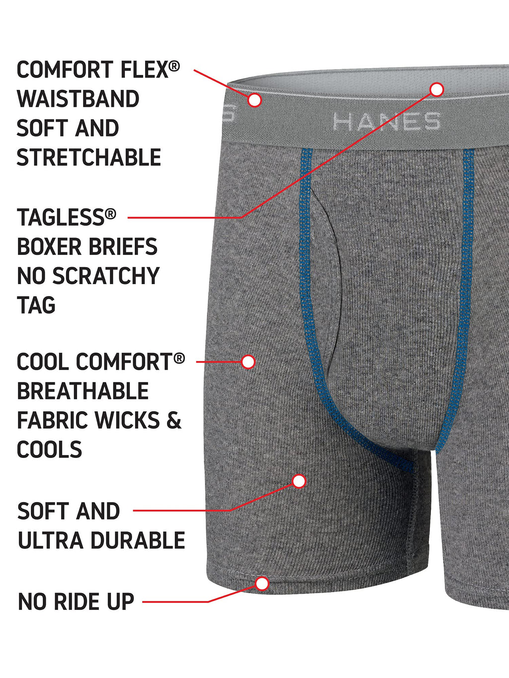 Hanes Boys' Underwear Boxer Briefs Or Briefs Pack, 8 Or 12 Pack, Cotton Stretch Underwear for Boys & Toddler Boys