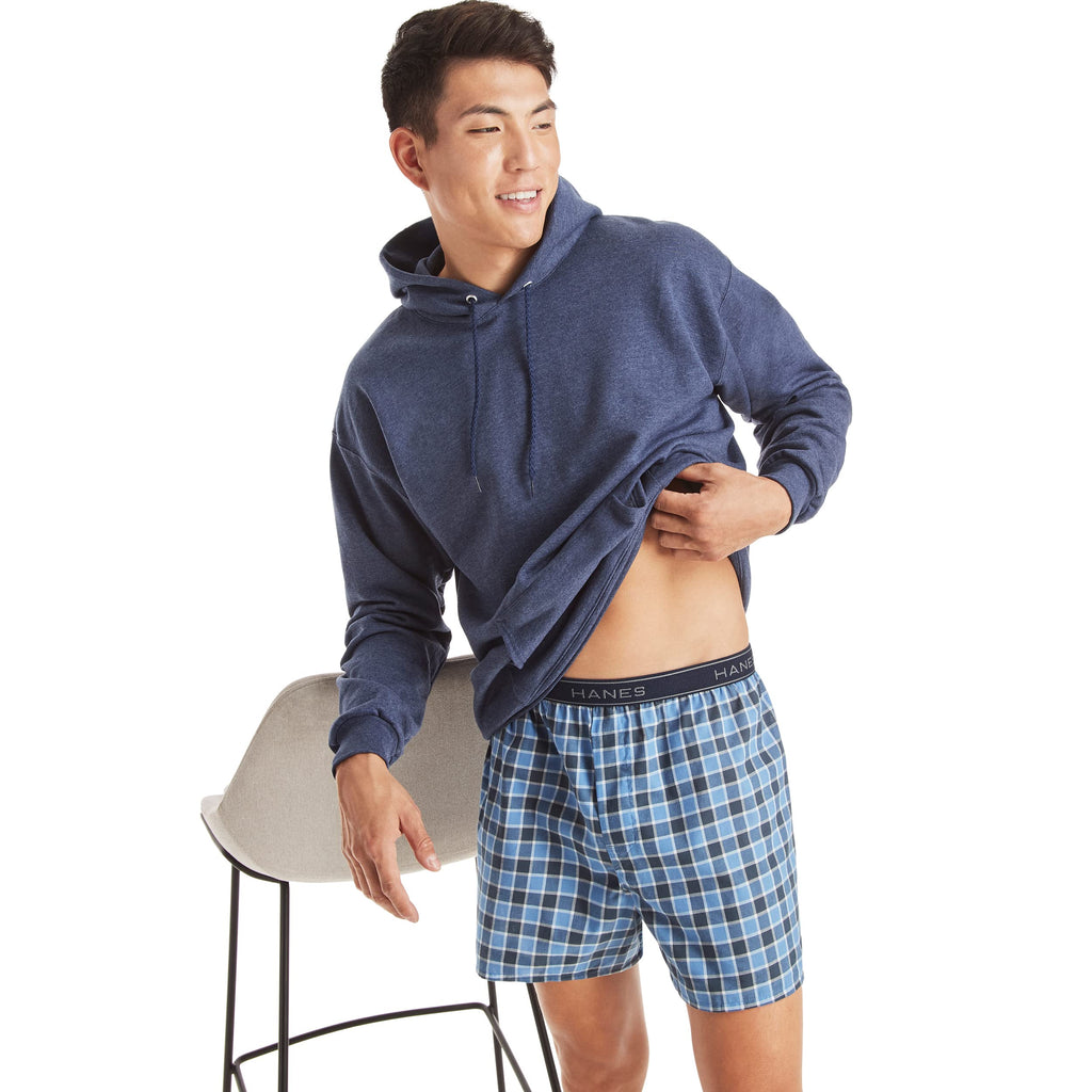Hanes Men's Underwear Boxers Pack, Cool & Breathable Cotton Underwear, Moisture-Wicking Boxers for Men