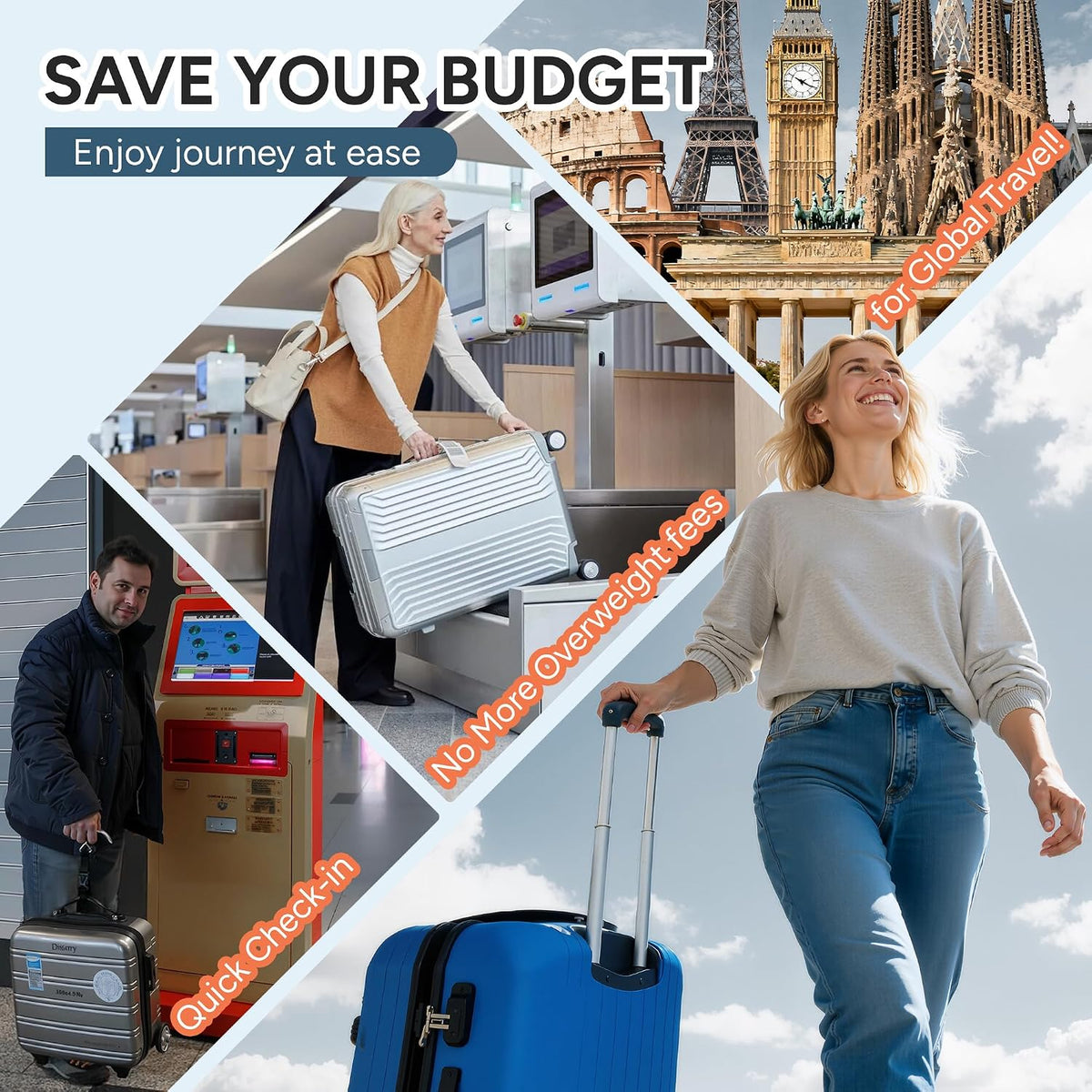 travel inspira Digital Luggage Scale – Portable Hanging Suitcase Weight Scale for Travel, 110 lb Capacity, Backlit LCD Display, Prevents Airport Overweight Fees, Battery Included
