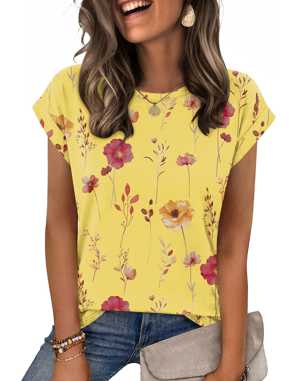 Zeagoo Womens Tops Summer Casual Cap Sleeve Tshirts Shirts Business Blouses
