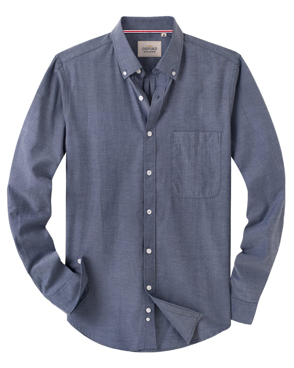 Alimens & Gentle Mens Solid Oxford Shirt Long Sleeve Dress Shirt Work Casual Button Down Shirts with Pocket