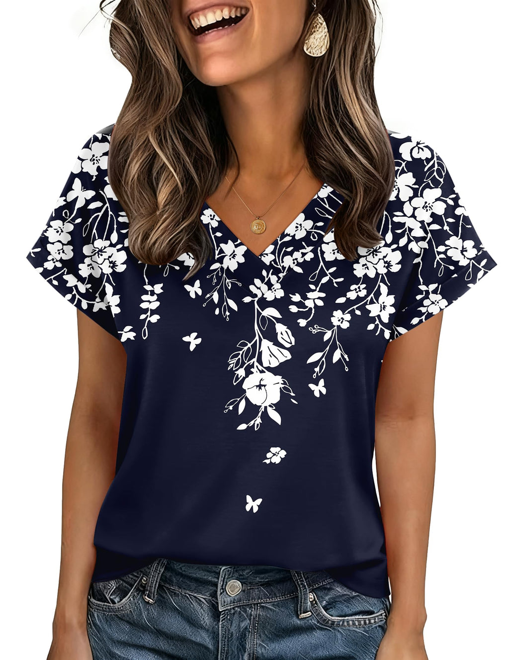 Zeagoo Womens Summer Tops Rolled Short Sleeve Shirts Dressy Casual Blouses