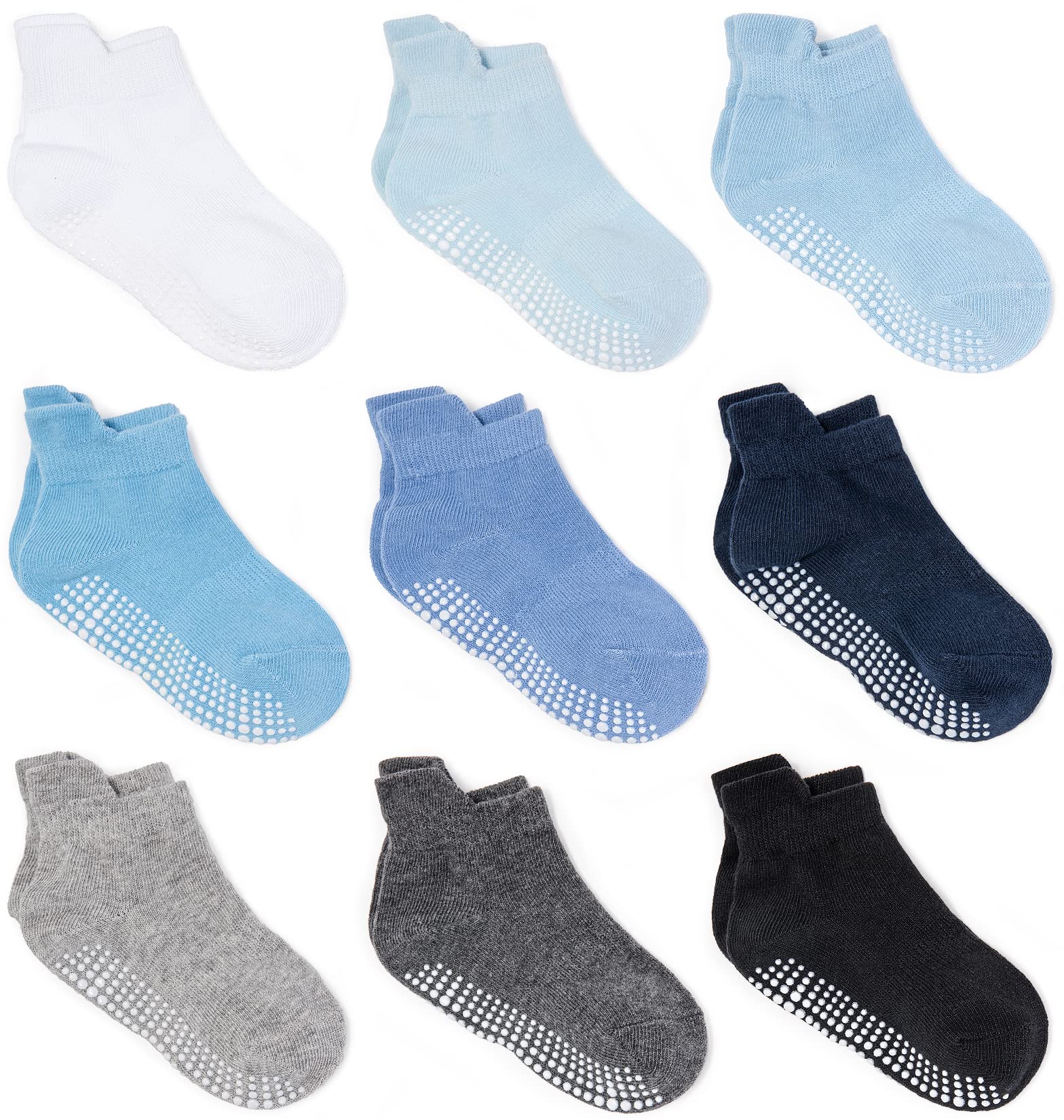 Zaples Baby Non Slip Grip Ankle Socks with Non Skid Soles for Infants Toddlers Kids Boys Girls