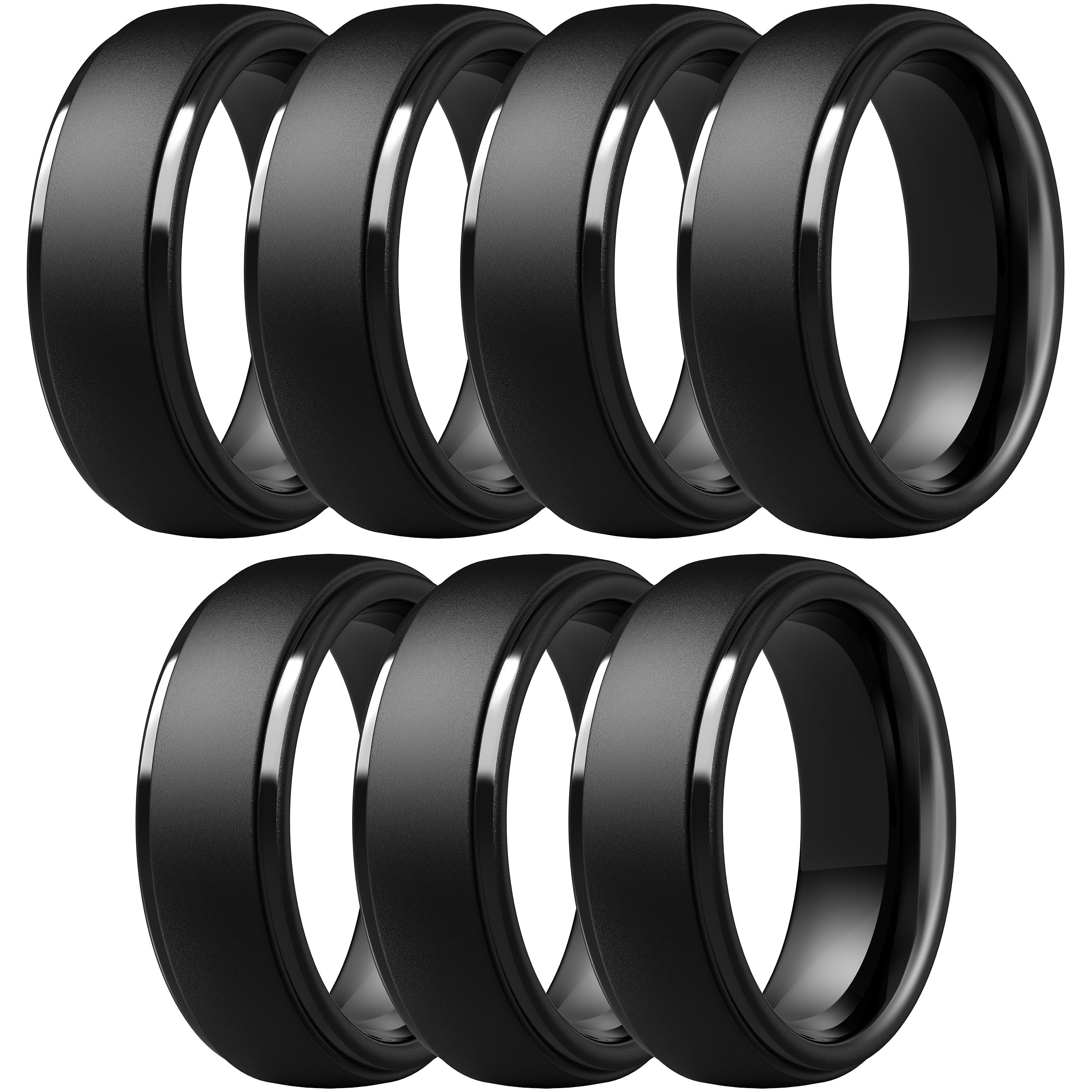 ThunderFit Silicone Rings for Men, Step Edge Rubber Wedding Bands 10mm Wide