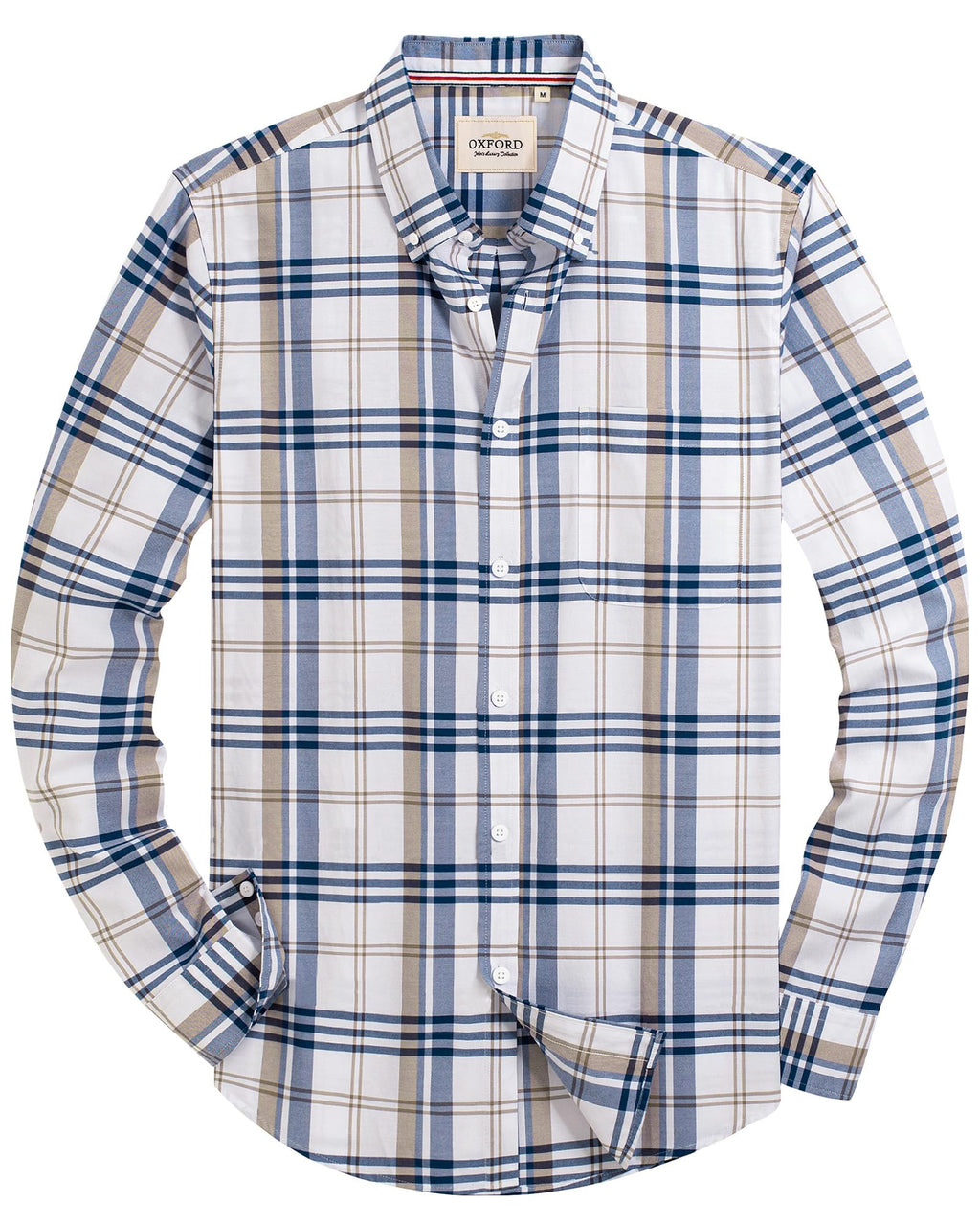 Alimens & Gentle Mens Solid Oxford Shirt Long Sleeve Dress Shirt Work Casual Button Down Shirts with Pocket
