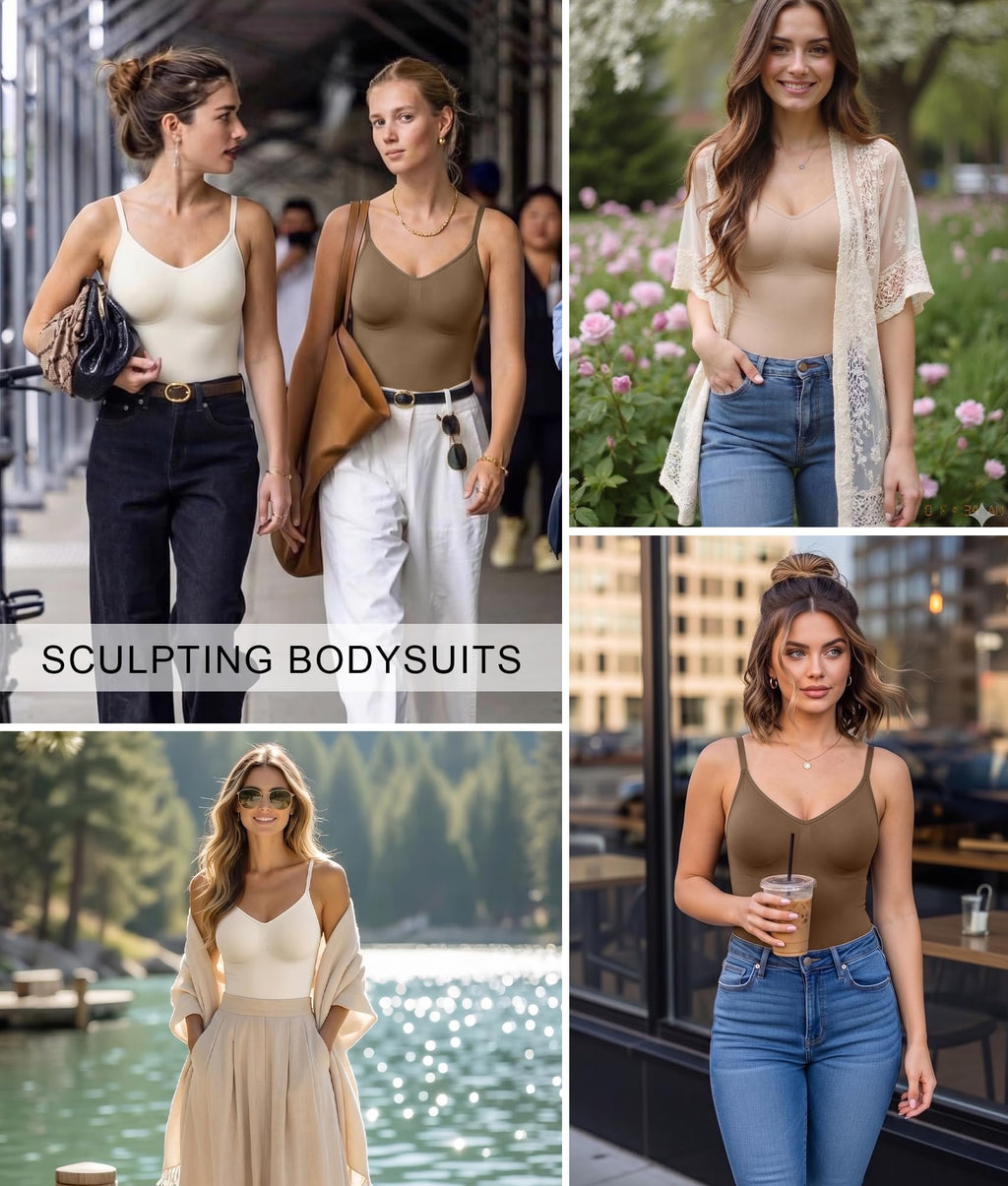 SHAPERX Shapewear for Women Tummy Control Bodysuit Mid Thigh Body Shaper Shorts for a Lifted Look