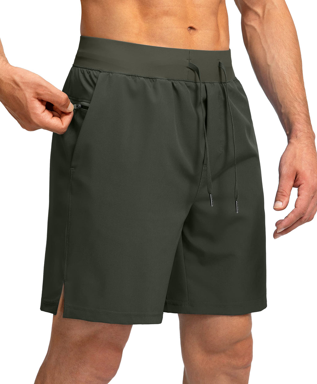 Soothfeel Men's Running Shorts with Zipper Pockets 9"/ 7"/ 5" Quick Dry Eight Basketball Gym Workout Athletic Shorts
