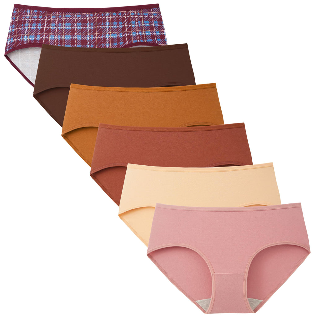 INNERSY Womens Underwear Cotton Hipster Panties Regular & Plus Size 6-Pack