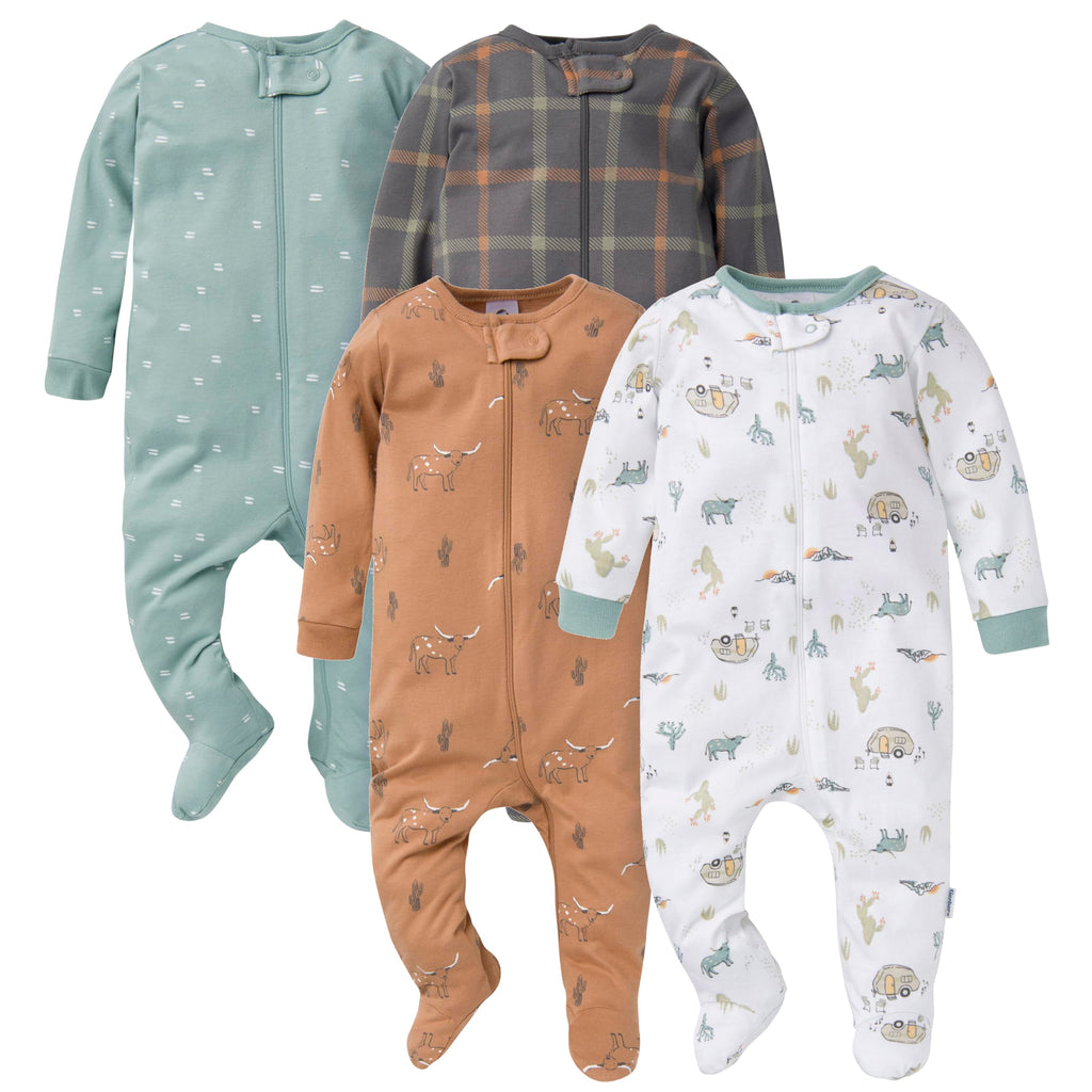 Gerber Baby Boys' 4 Pack Sleep 'N Play Footie