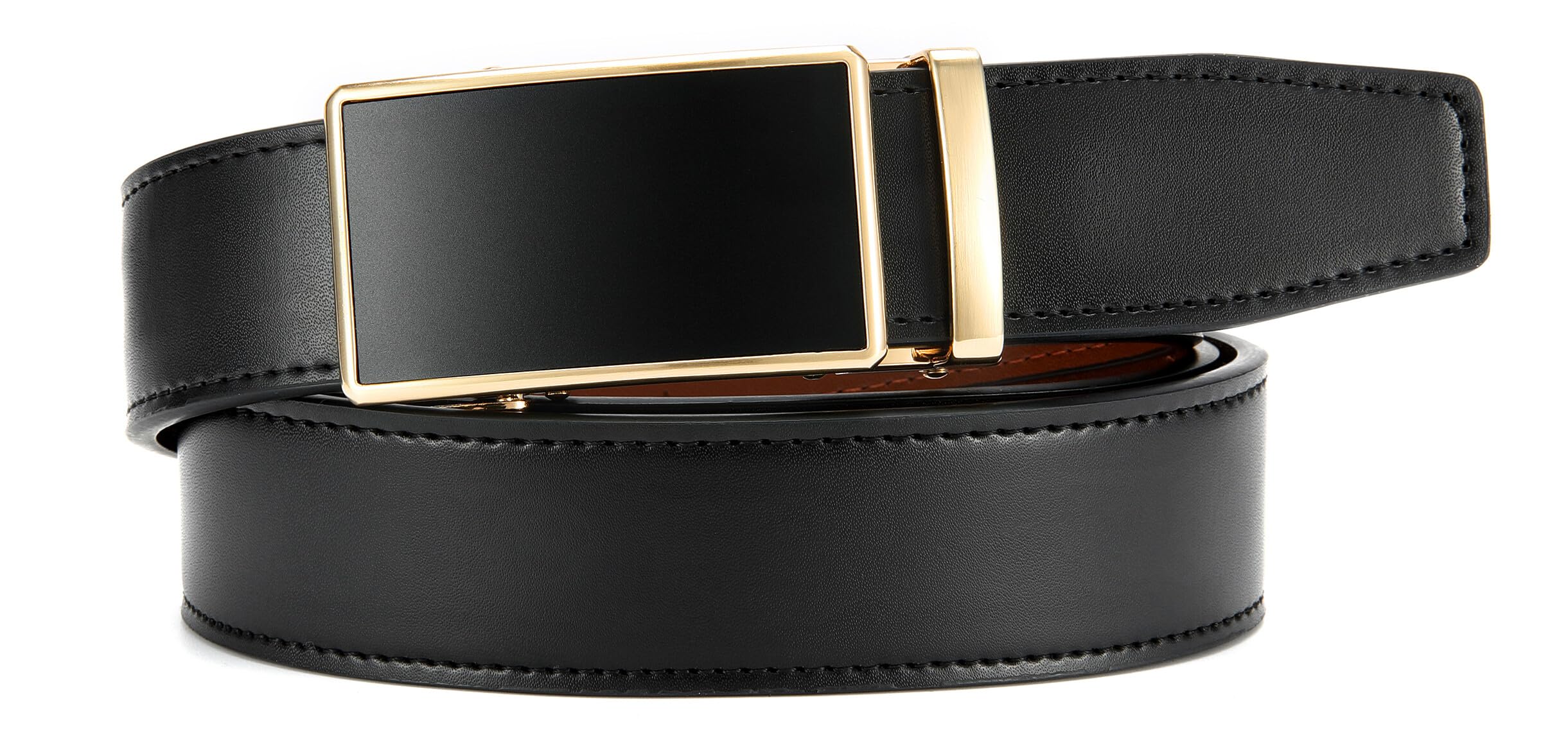 CHAOREN Mens Leather Ratchet Belt - 1 3/8" for Dress Pants