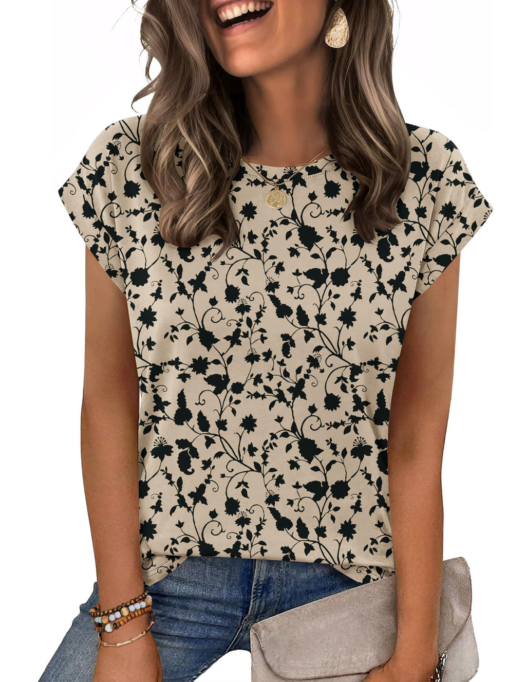 Zeagoo Womens Tops Summer Casual Cap Sleeve Tshirts Shirts Business Blouses