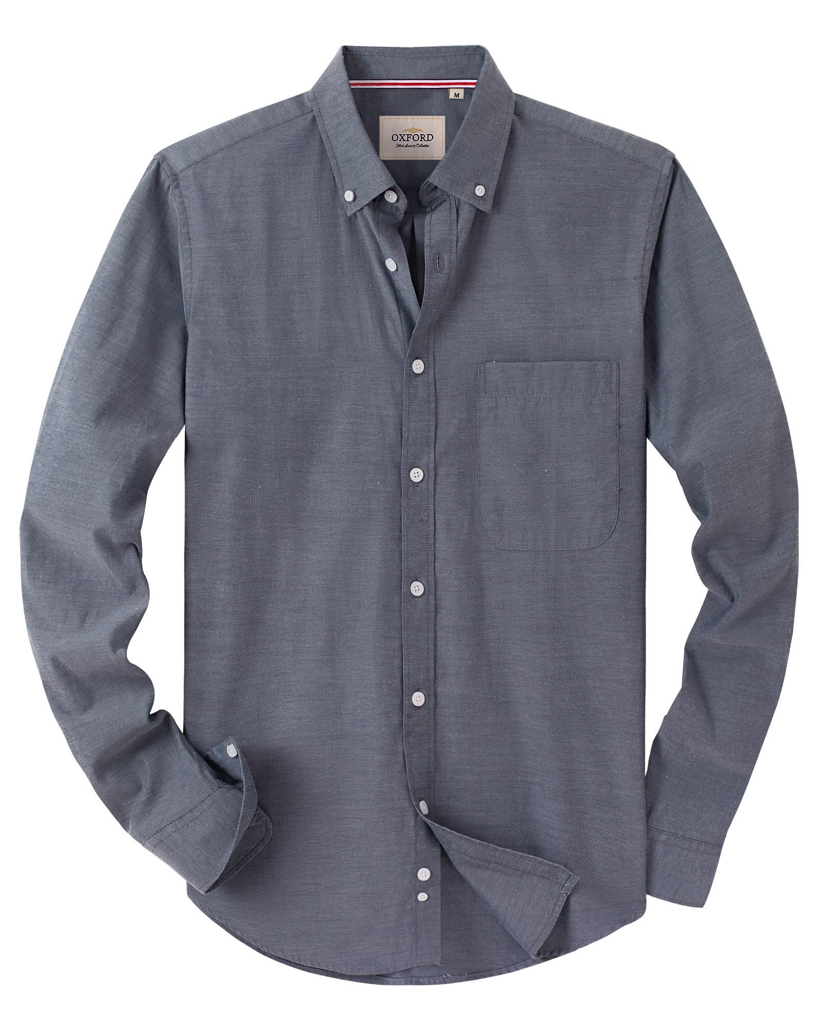 Alimens & Gentle Mens Solid Oxford Shirt Long Sleeve Dress Shirt Work Casual Button Down Shirts with Pocket