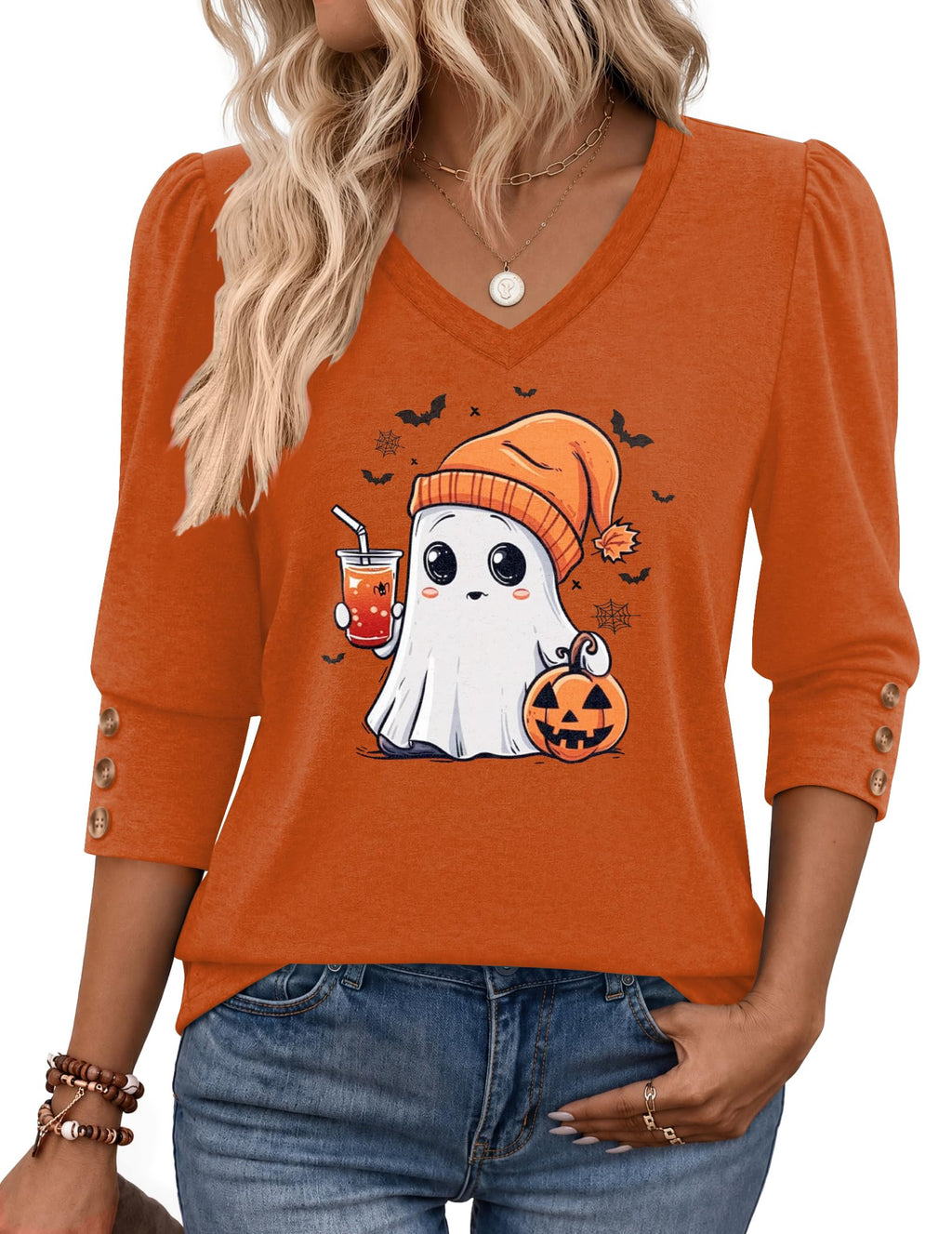 Zeagoo Womens 3/4 Sleeve V Neck T Shirts Dressy Casual Tops