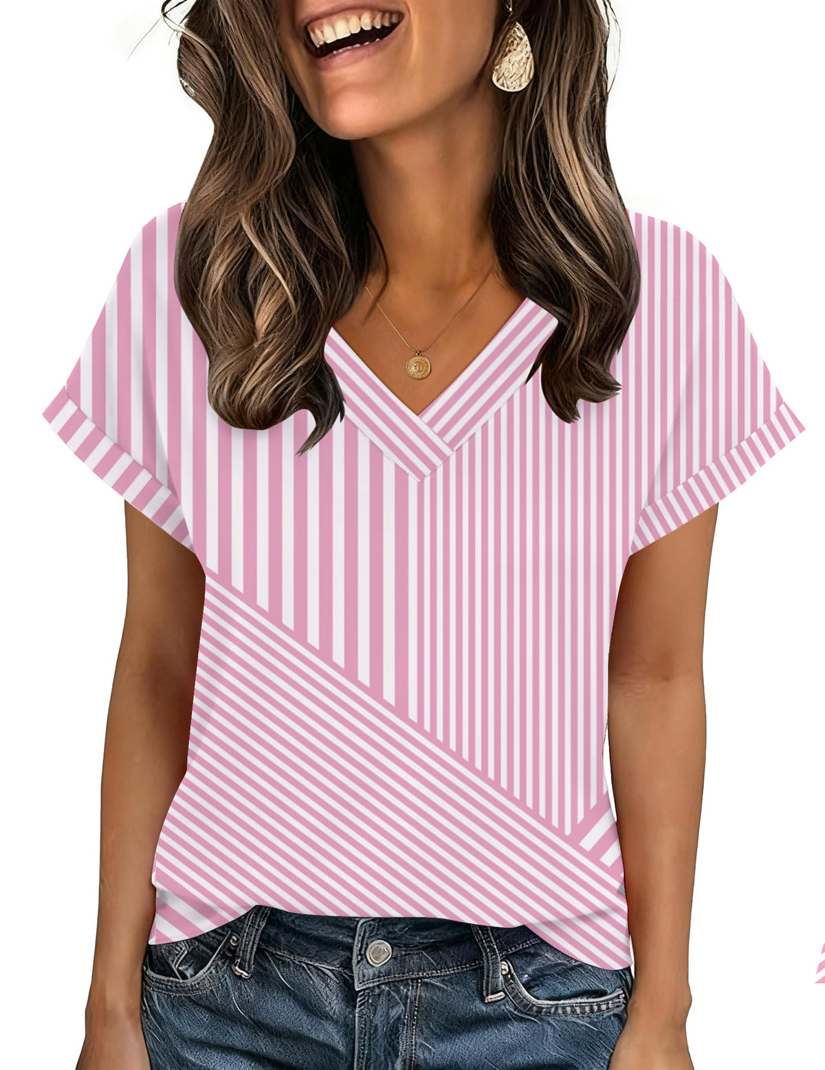Zeagoo Womens Summer Tops Rolled Short Sleeve Shirts Dressy Casual Blouses