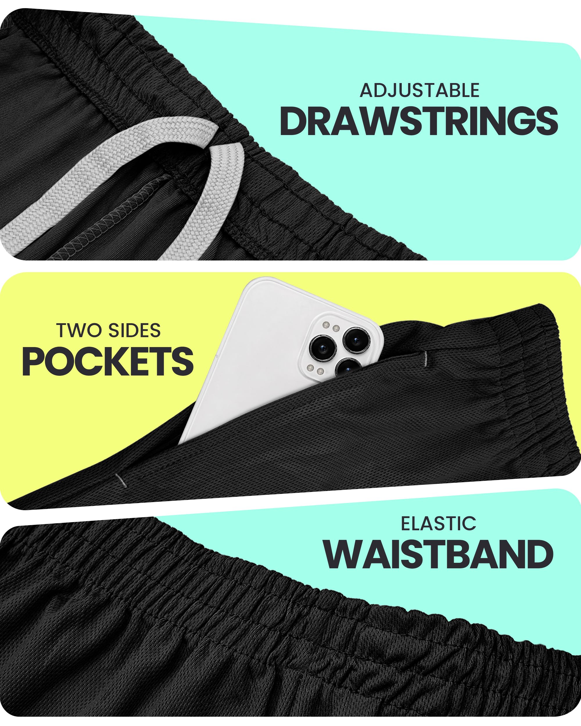 Breathable Mesh Mens Athletic Shorts Loose-Fit Quick Dry Running Gym Shorts