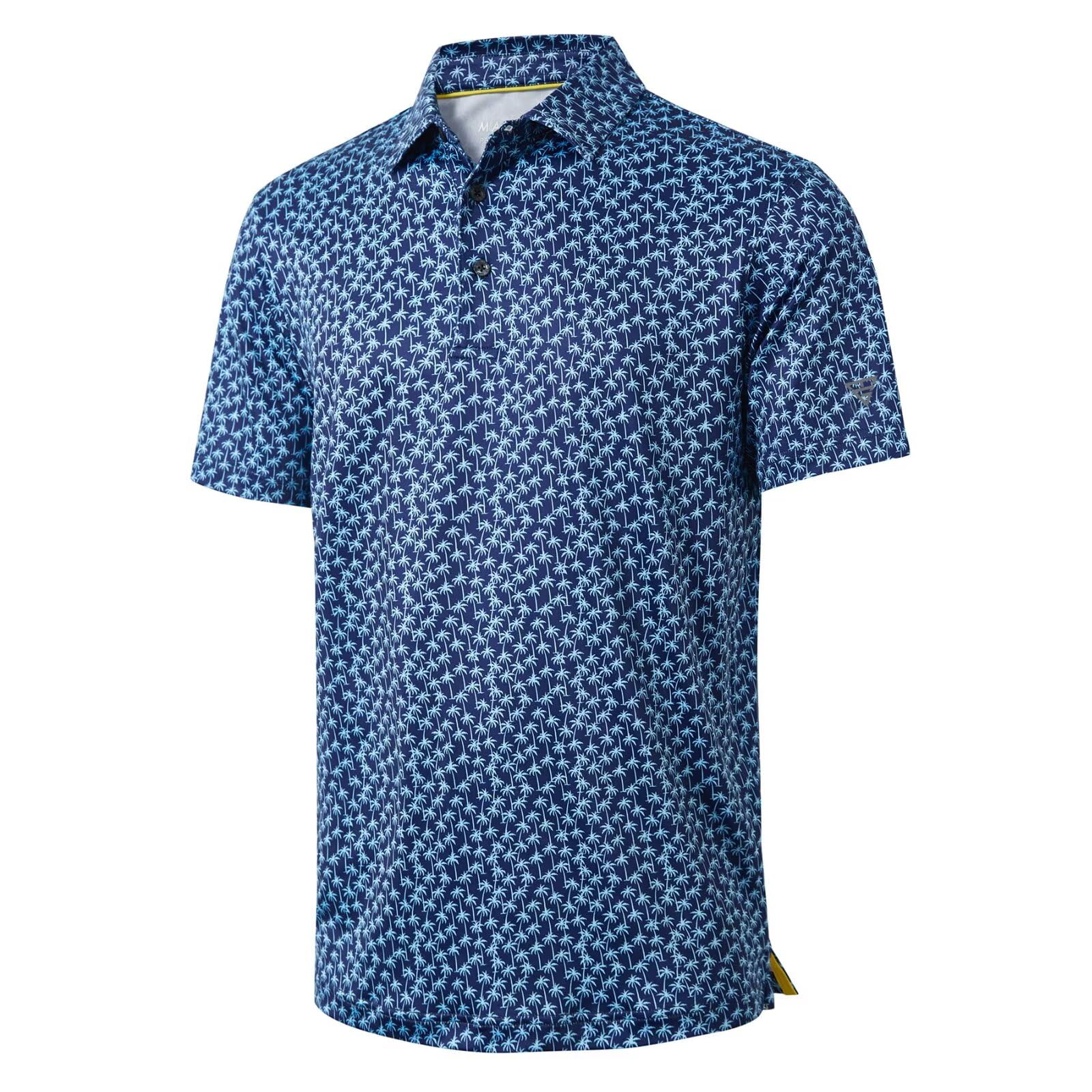 Golf Shirts for Men Dry Fit Short Sleeve Print Performance Moisture Wicking Polo Shirt