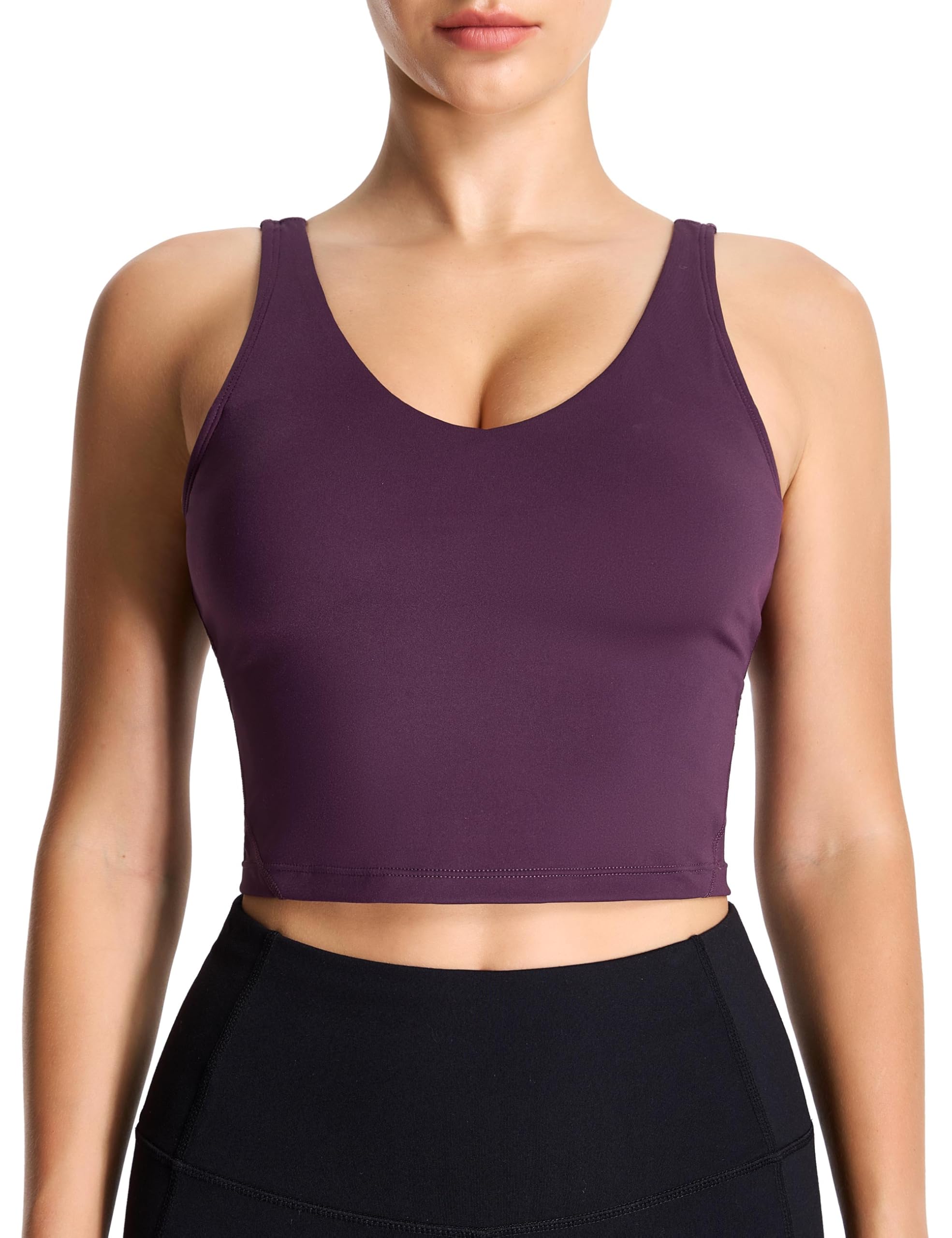 THE GYM PEOPLE Women’s Longline Sports Bra Wirefree Padded Medium Support Yoga Bras Gym Running Workout Tank Tops
