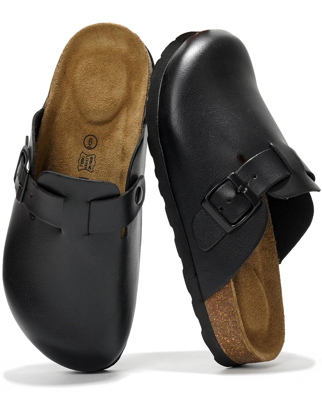 100% Genuine Leather Slip-on Footbed Clogs for Women - Fall Shoes for Women